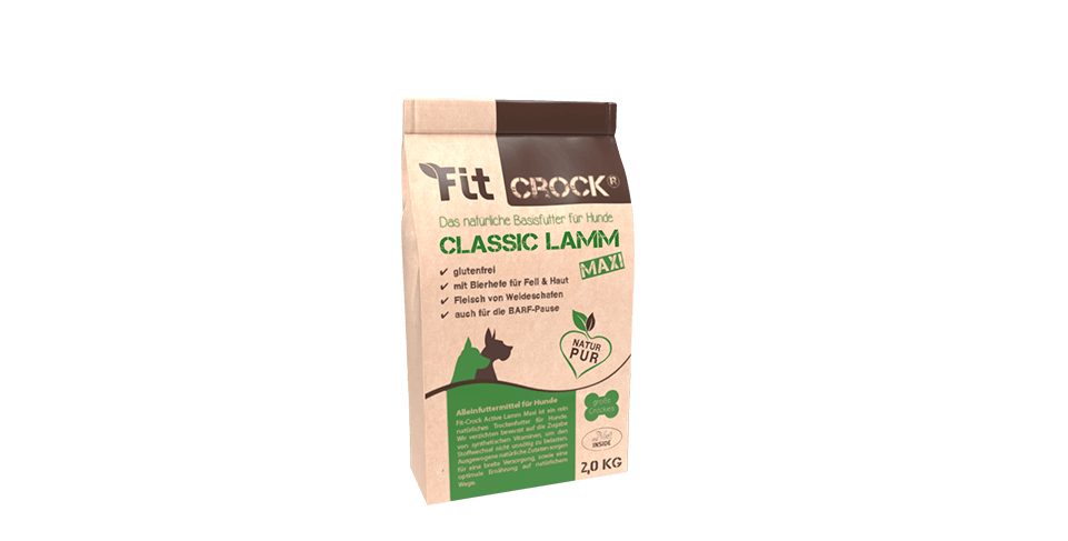 cdVet Fit-Crock Classic Lamm Maxi, Hauptfutter für: Hunde, Kaltgepresstes Hundefutter, Glutenfrei - Rezeptur ohne Weizen