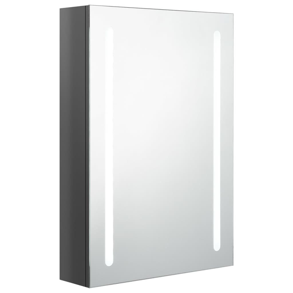 LED-Bad-Spiegelschrank LED-Bele vidaXL Badezimmer Hochglanz-Grau Grau Spiegel 50x13x70 cm Glänzendes