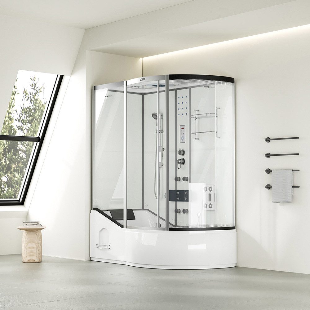 HOME DELUXE Eckdusche Duschkabine ALLIN 2IN1 - Weiß Rechts, BxT: 170x90 cm, Komplettdusche mit Wanne, Fertigdusche, Dusche, Duschkabine Komplett