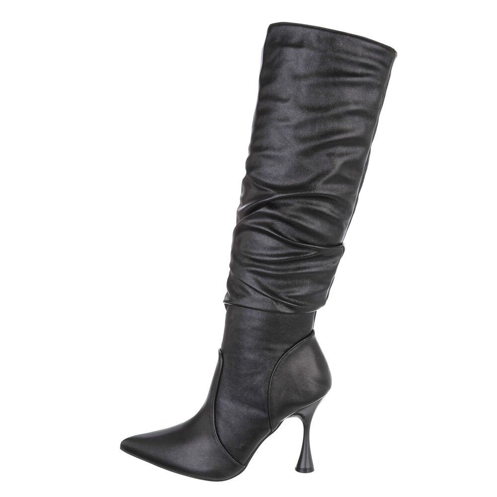 Ital-Design Damen Elegant High-Heel-Stiefel Pfennig-/Stilettoabsatz High-Heel Сапоги in Schwarz