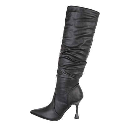 Ital-Design Damen Elegant High-Heel-Stiefel Pfennig-/Stilettoabsatz High-Heel Чоботи in Schwarz
