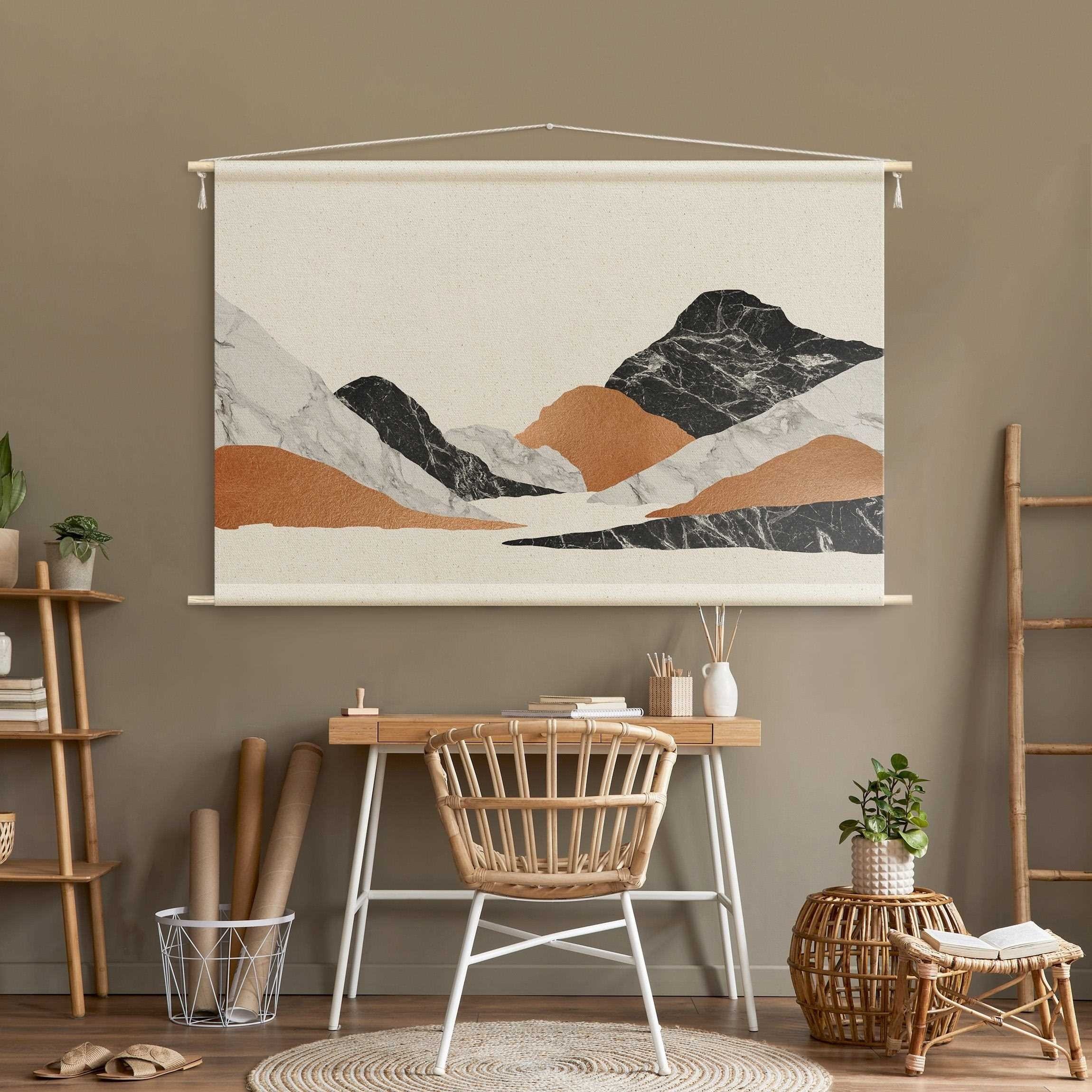 Bilderdepot24 Wandteppich modern Abstrakt Natur grau, rechteckig, Höhe: 2.6 mm, großes Wandbild aus Natur-Baumwolle Wandbehang Stoffbild Tuch Wollseil