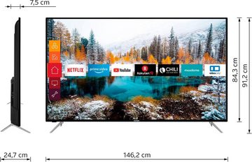 Telefunken D65V800M4CWH LED-Fernseher (164 cm/65 Zoll, 4K Ultra HD, Smart-TV, 36 Monaten Herstellerlangzeitgarantie)