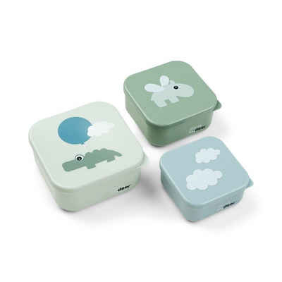 Done by Deer Lunchbox Brotbox Set Happy clouds Green Brotdose Vesperdose Kinder