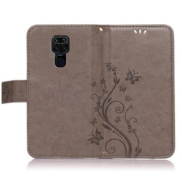 Numerva Handyhülle Bookstyle Flower Handytasche Schutzhülle für Xiaomi Redmi Note 9, Klapphülle Flip Cover Case Etui