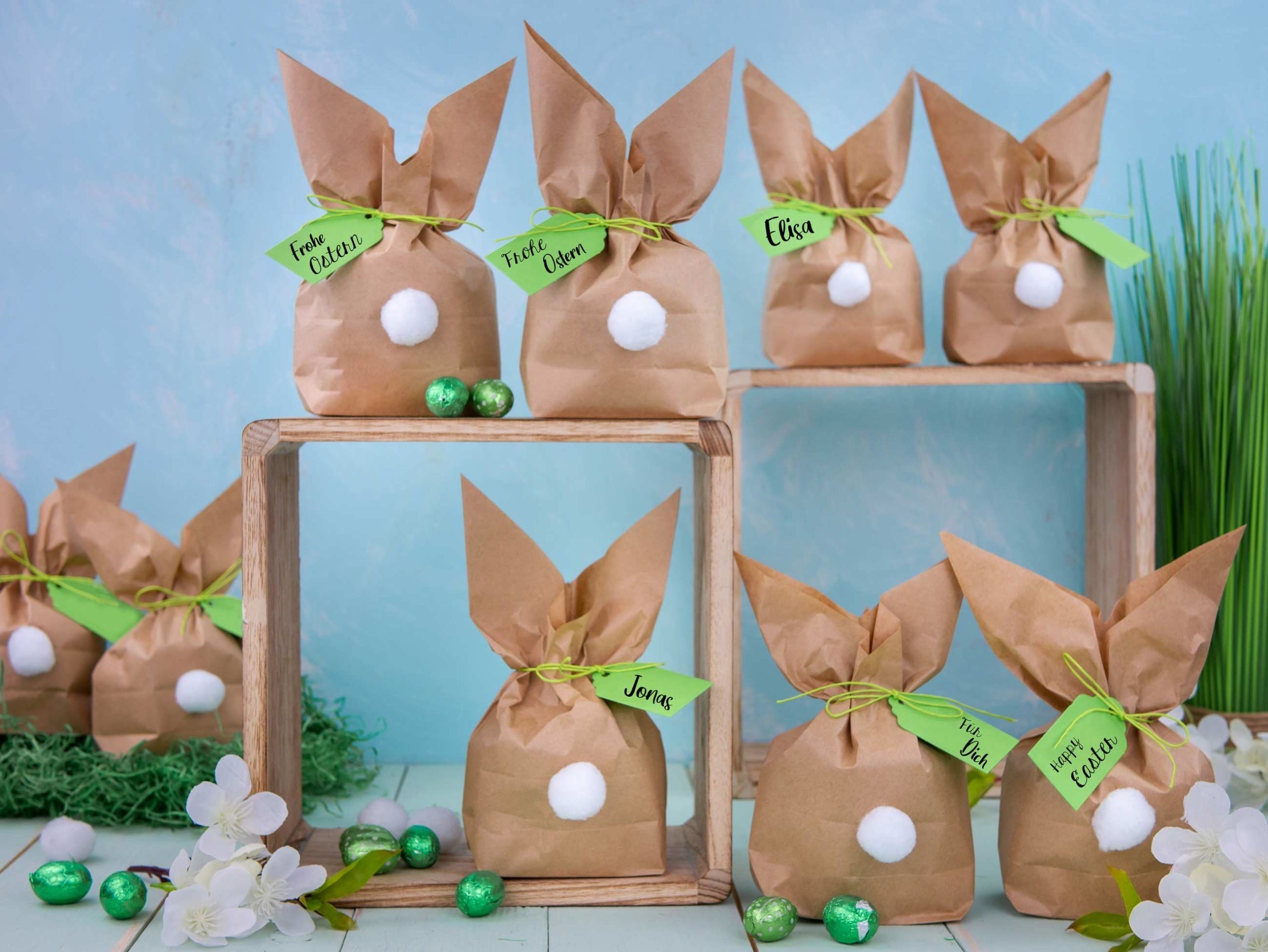 PAPIERDRACHEN Osterhase DIY Osterhasen mit Pompons