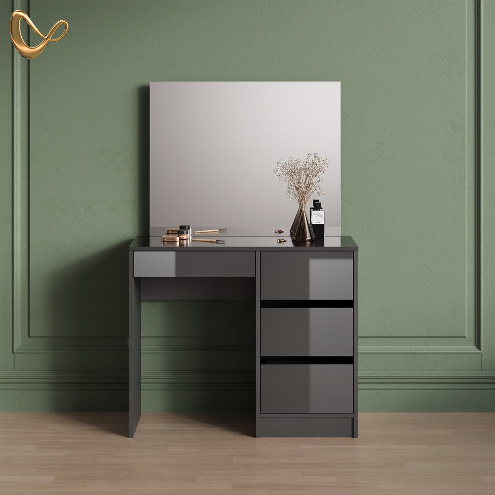 Livinity® Schminktisch Imola, Anthrazit/Anthrazit, 90 cm mit Spiegel günstig online kaufen