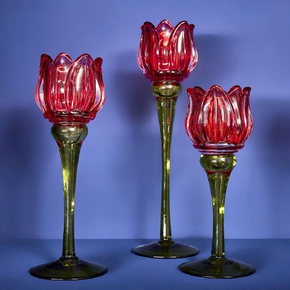 Werner Voß Kerzenhalter Kerzenleuchter Tulpe Rot (21,5cm)