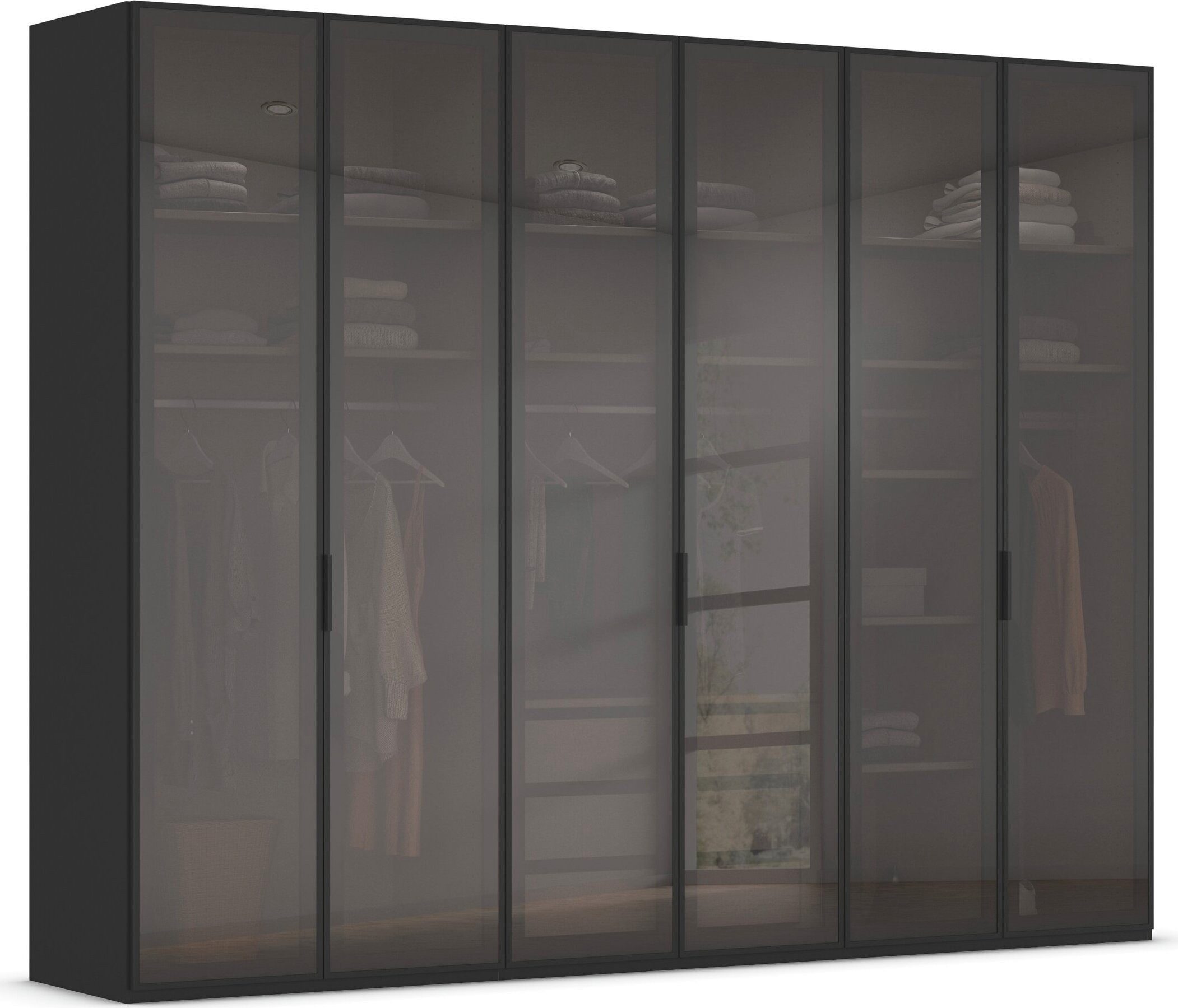 rauch Kleiderschrank Schrank Garderobe SKAT SHINE Breiten 151/201/251/301cm, Höhe 223/235cm (3 verschiedene Ausstattungen BASIC/CLASSIC/PREMIUM (inkl. SOFT-CLOSE) edle Schrankfront mit hochwertigen Glasrahmentüren MADE IN GERMANY
