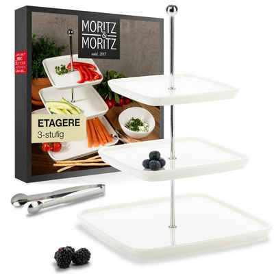 Moritz & Moritz Etagere Obst Etagere, Porzellan, (3 Etagen, 2-tlg), Perfekt als Obstschale für Obst Aufbewahrung, Muffins und Cupcakes