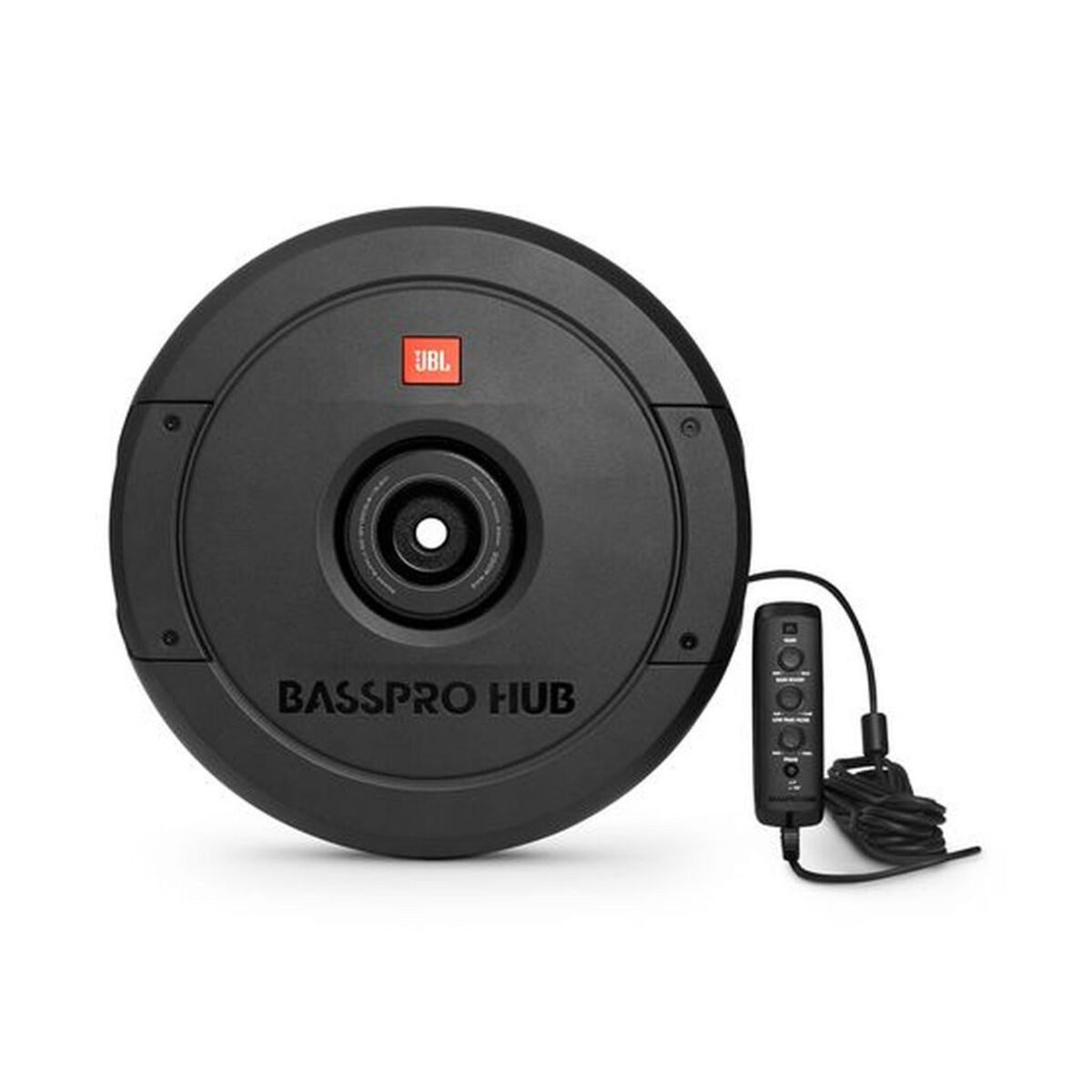 JBL BassPro Hub Reserverad-Subwoofer AKTIV Gehäuse 28cm mit Fernbedienung Auto-Subwoofer (200 W, max.: W 30 cm)