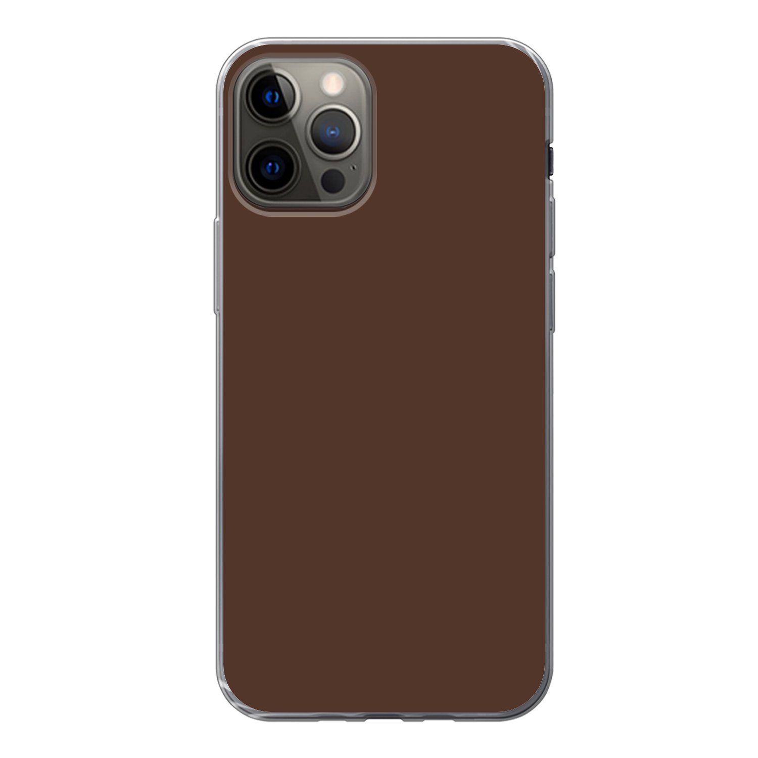 MuchoWow Handyhülle für Apple iPhone 12 Pro Braun - Dunkel - Farben, Smartphone-Bumper, Print, Handy Schutzhülle Dünn