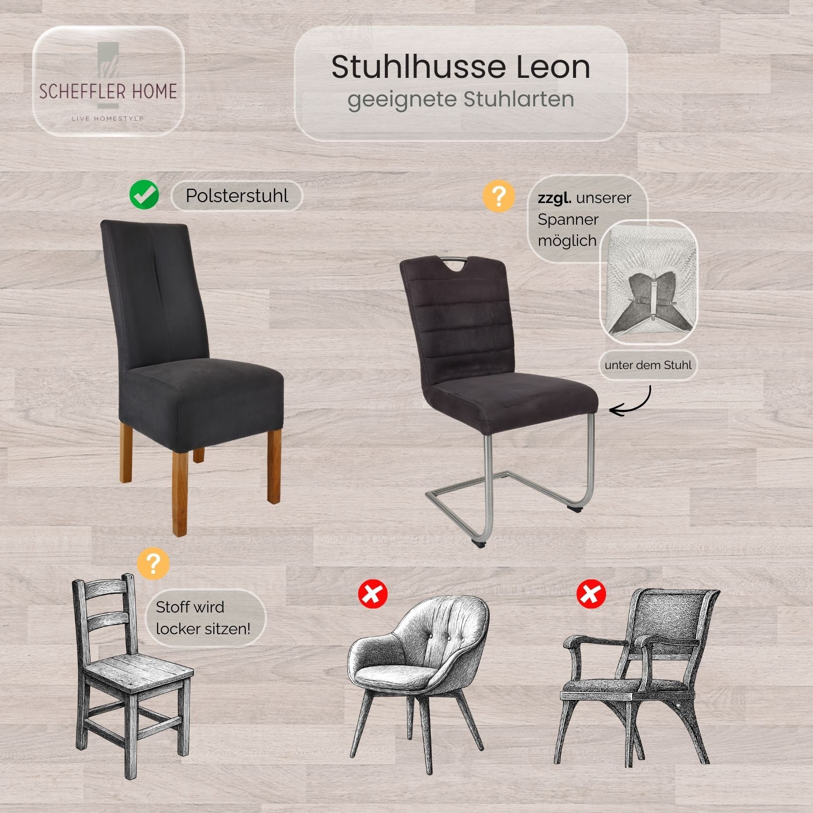 sh SCHEFFLER-HOME LIVE HOMESTYLE Stuhlhusse Leon Stoff Veltara, Premium-Microfaser Veltara in edler Wildleder-Optik – Bild 5 von 5