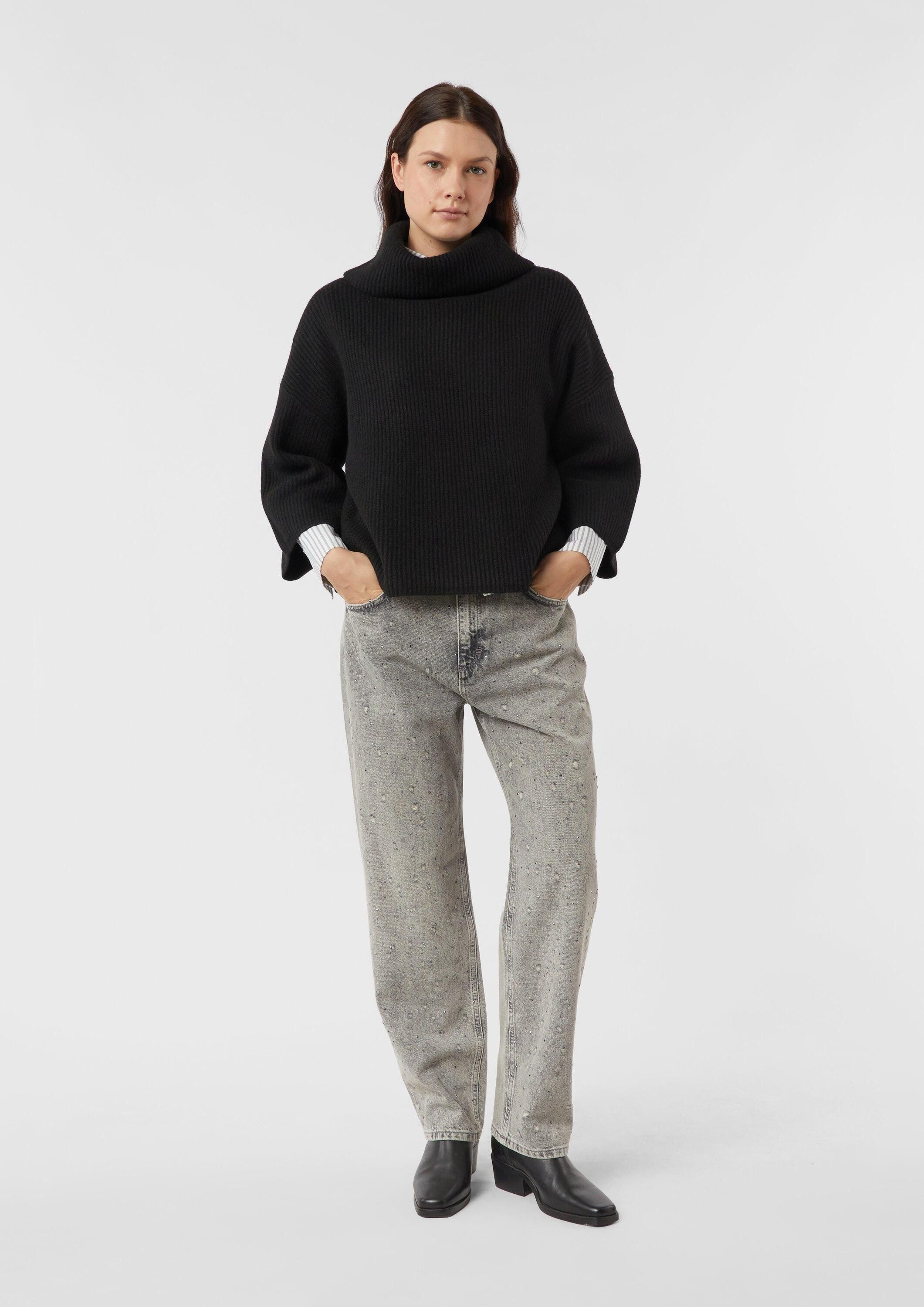 comma Regular-fit-Jeans Jeans-Hose Jeans im Destroyed-Look mit Schmucksteinen