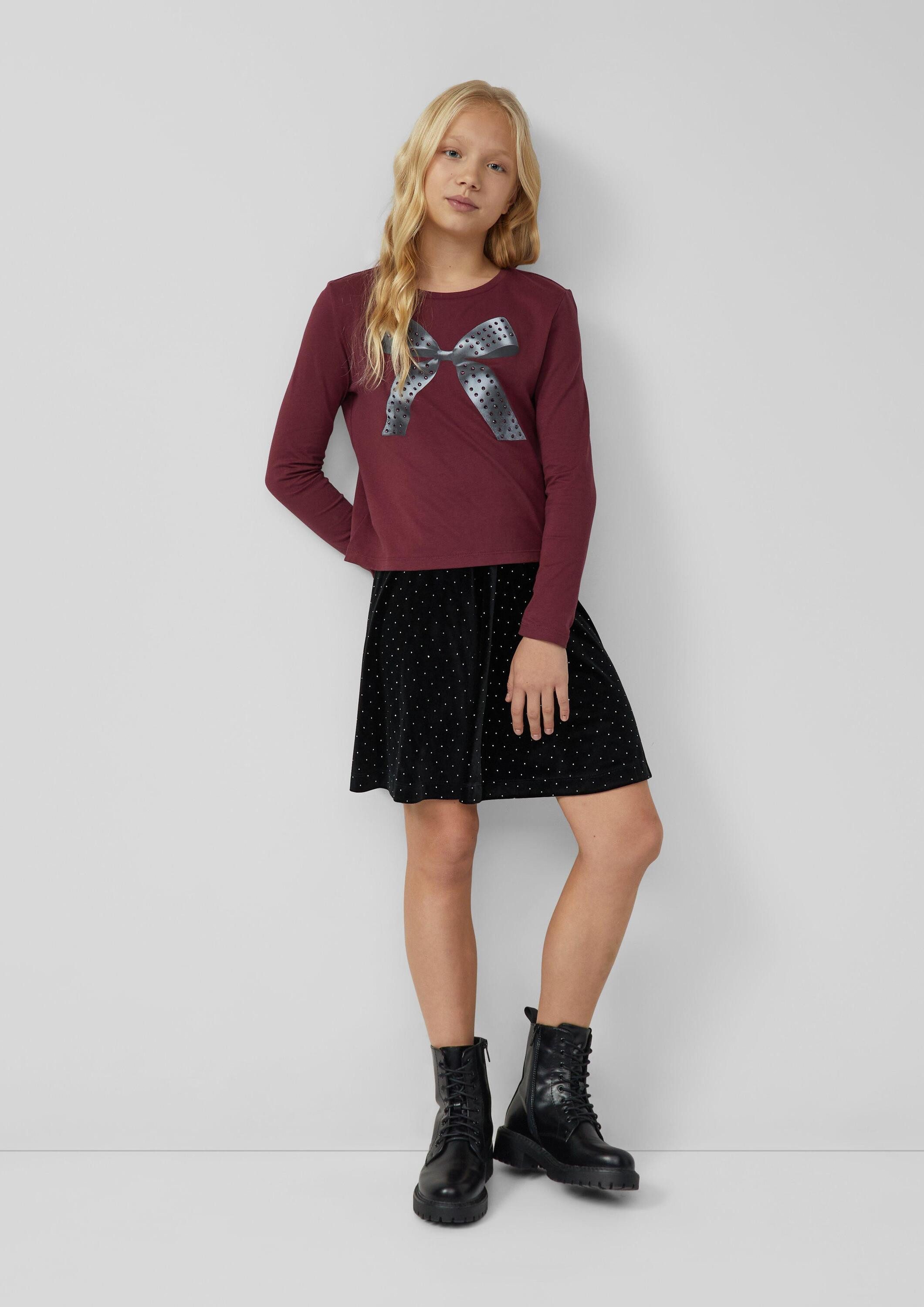 s.Oliver Langarmshirt T-Shirt Langarm-Jerseyshirt mit Schmucksteinen im Loose Fit – Bild 3 von 4