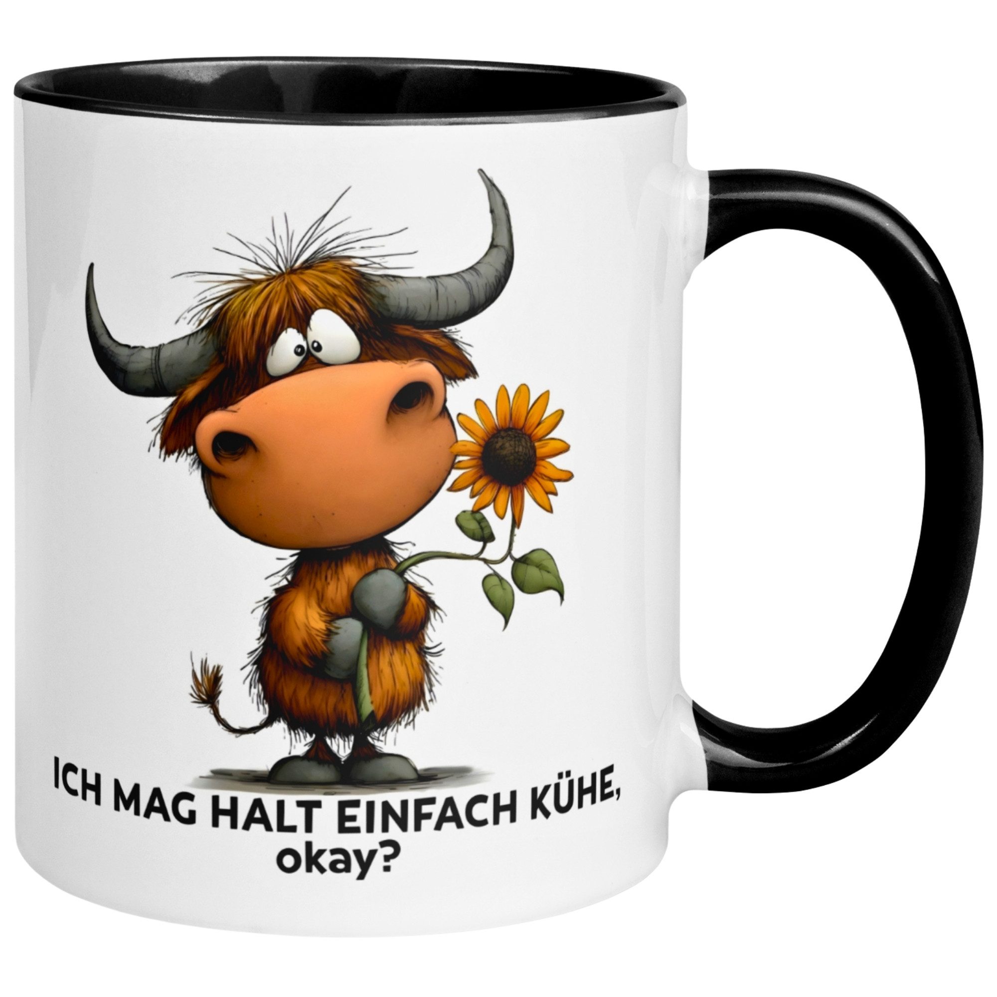Momentals Tasse Kuh – „Ich mag halt einfach Kühe - okay“ – lustiges Geschenk Landwirt, Gratis Versand · Links-&Rechtshänder · Spülmaschinenfest