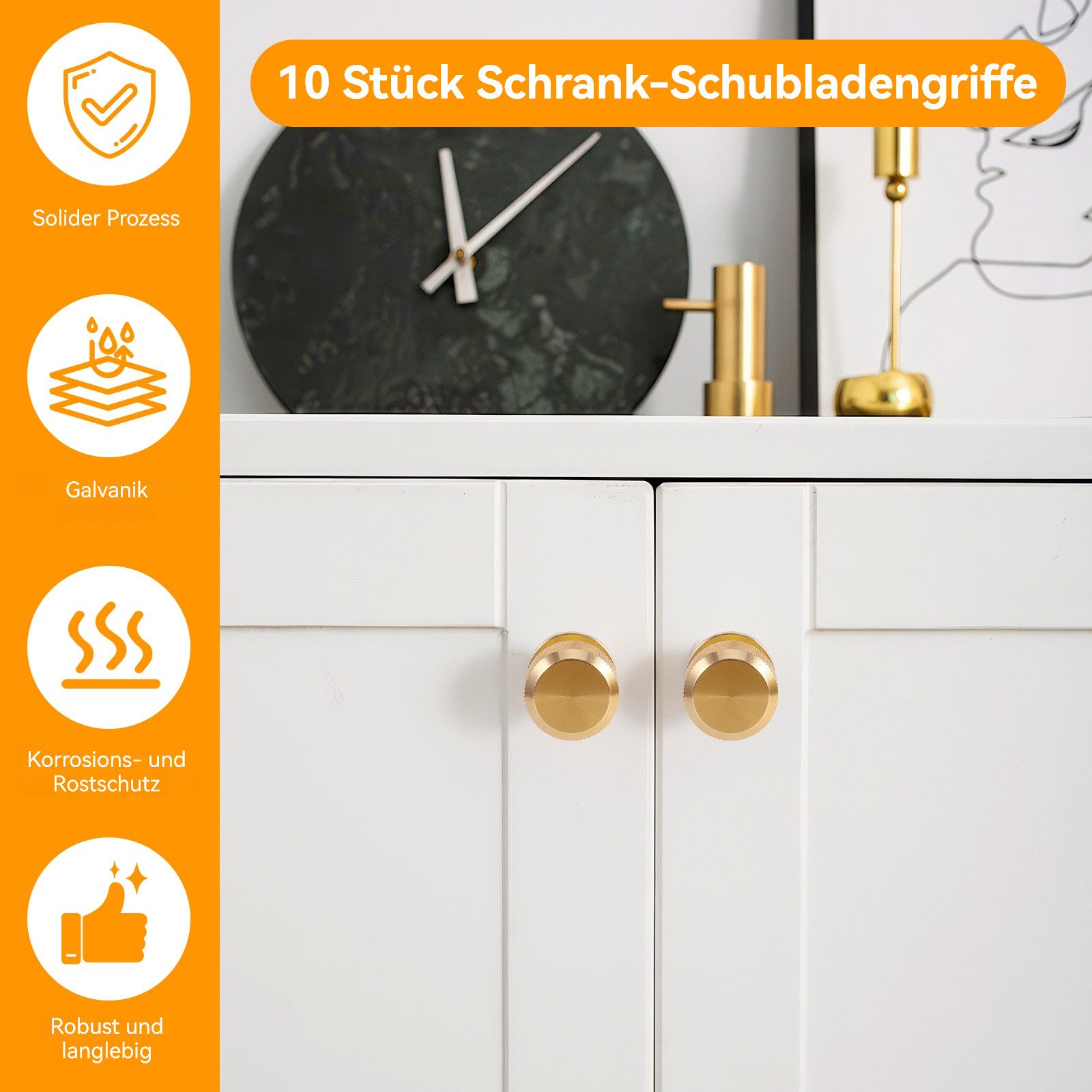 BlingBin Möbelknopf 10 Stück 30mm Aluminiumlegierung Möbelknöpfe Schrankknöpfe (10 Stück, 10-St., Einloch-Design), Gerändelte Schrankgriffe, Vintage Küchengriff – Bild 5 von 5