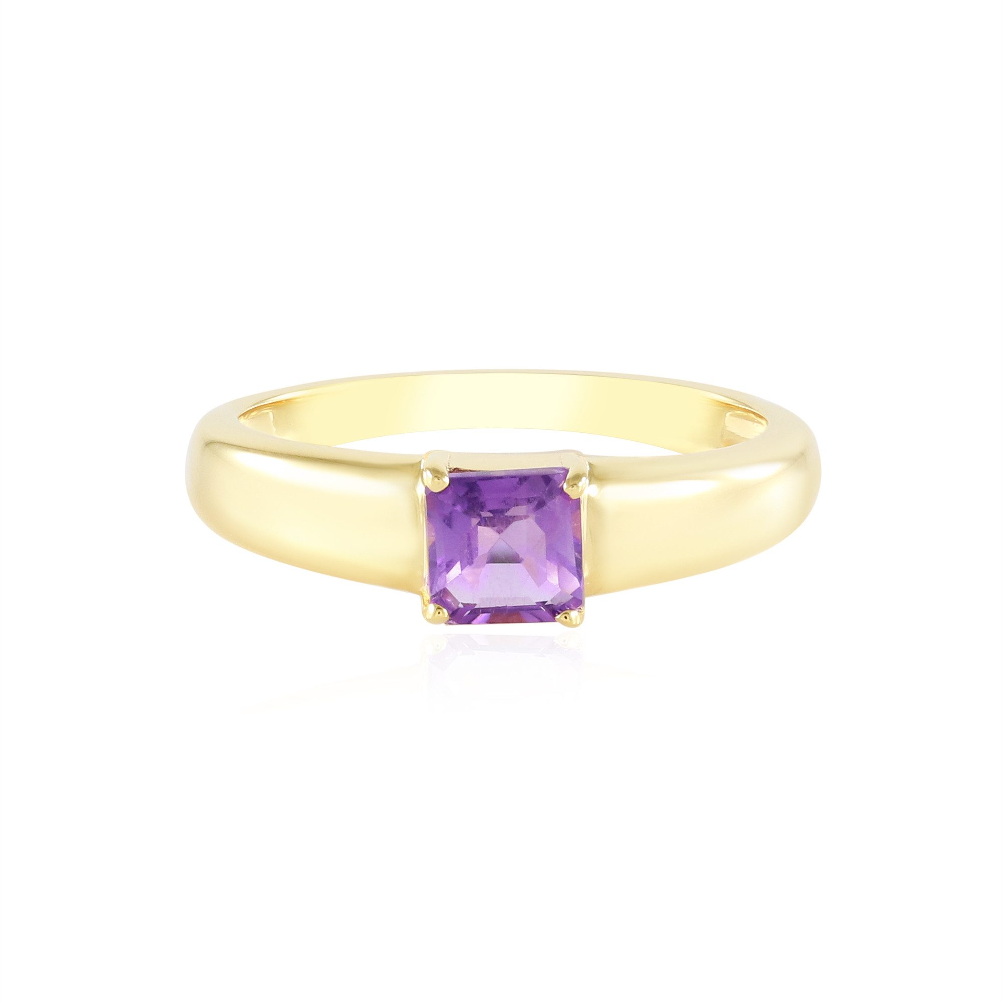 Solitärring Cavill Amethyst Ring 0,51 ct Silber, vergoldet, Asscher-Schliff, lila