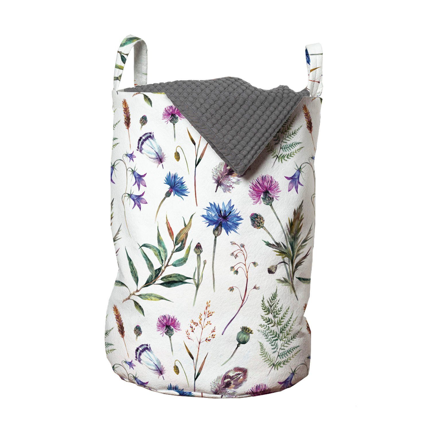 Abakuhaus Wäschesäckchen Wäschekorb mit Griffen Kordelzugverschluss für Waschsalons, Distel Sommerblumen