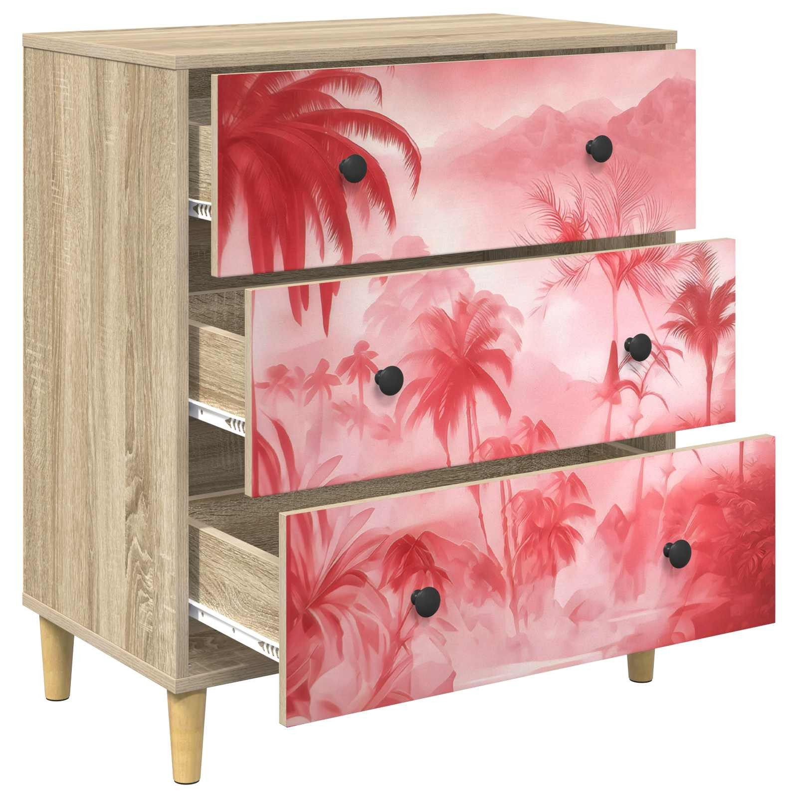 vidaXL Kommode 66 x 36,5 x 75 cm Kommode Schubladenschrank Sideboard AACHEN Rosa Palm