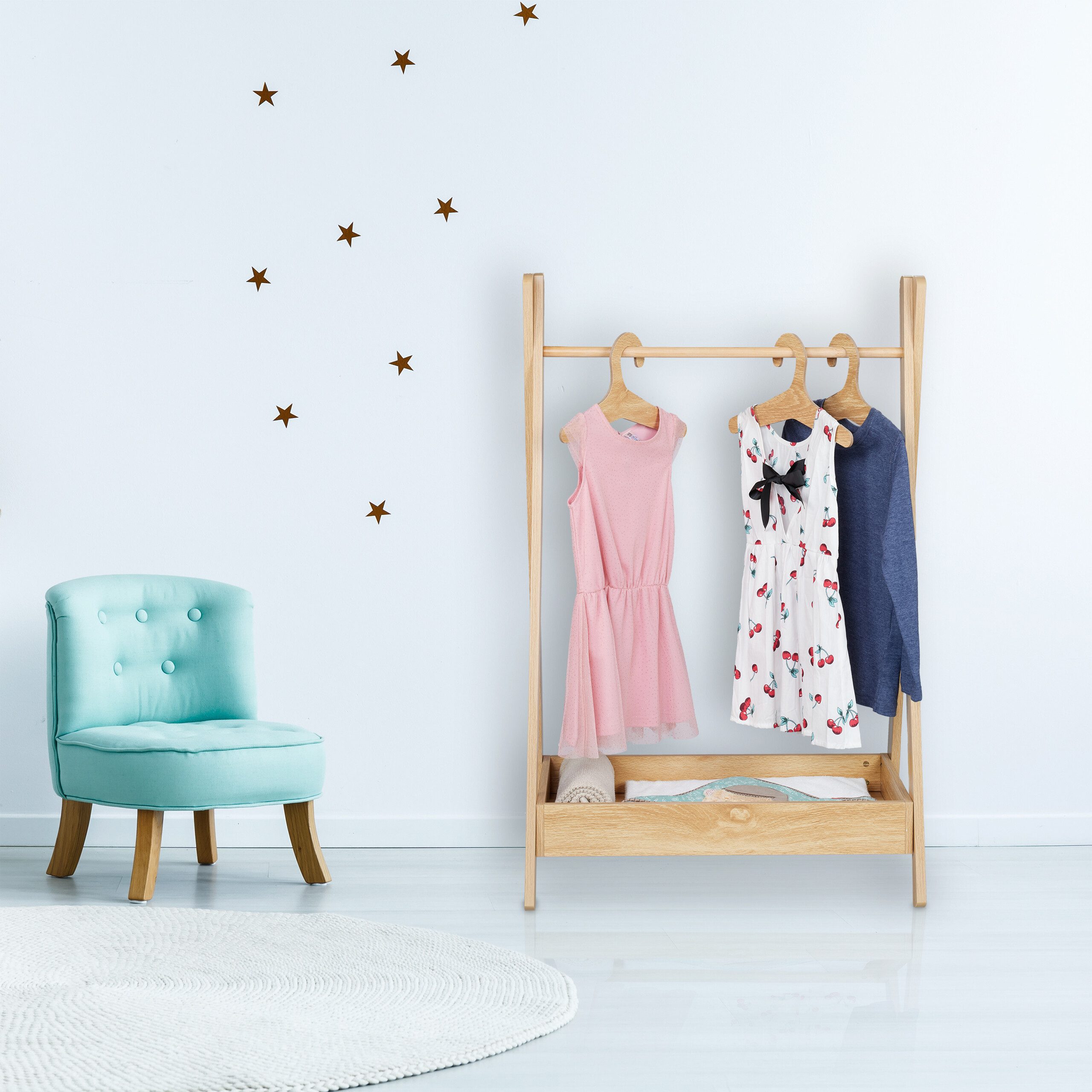 relaxdays Kleiderständer für Kinder mit Ablage