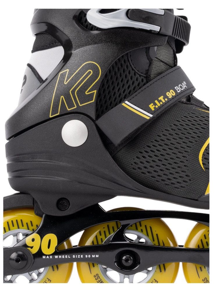 K2 Inlineskates F.I.T. 90 Boa (Rollen: 90mm/84A, Kugellager: ILQ 7) schwarz/gelb
