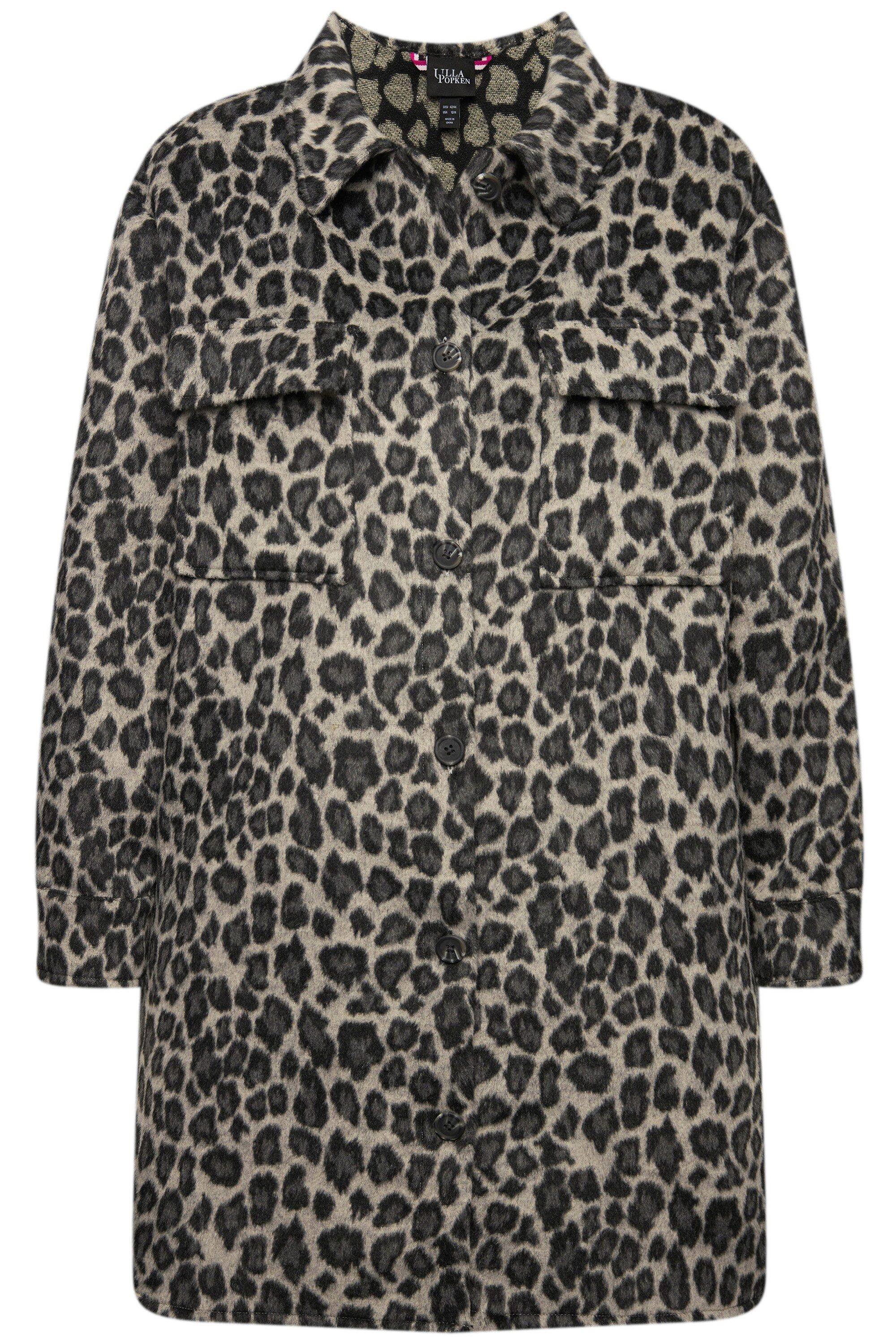 Ulla Popken Shirtjacke Hemdjacke Leomuster Hemdkragen Langarm