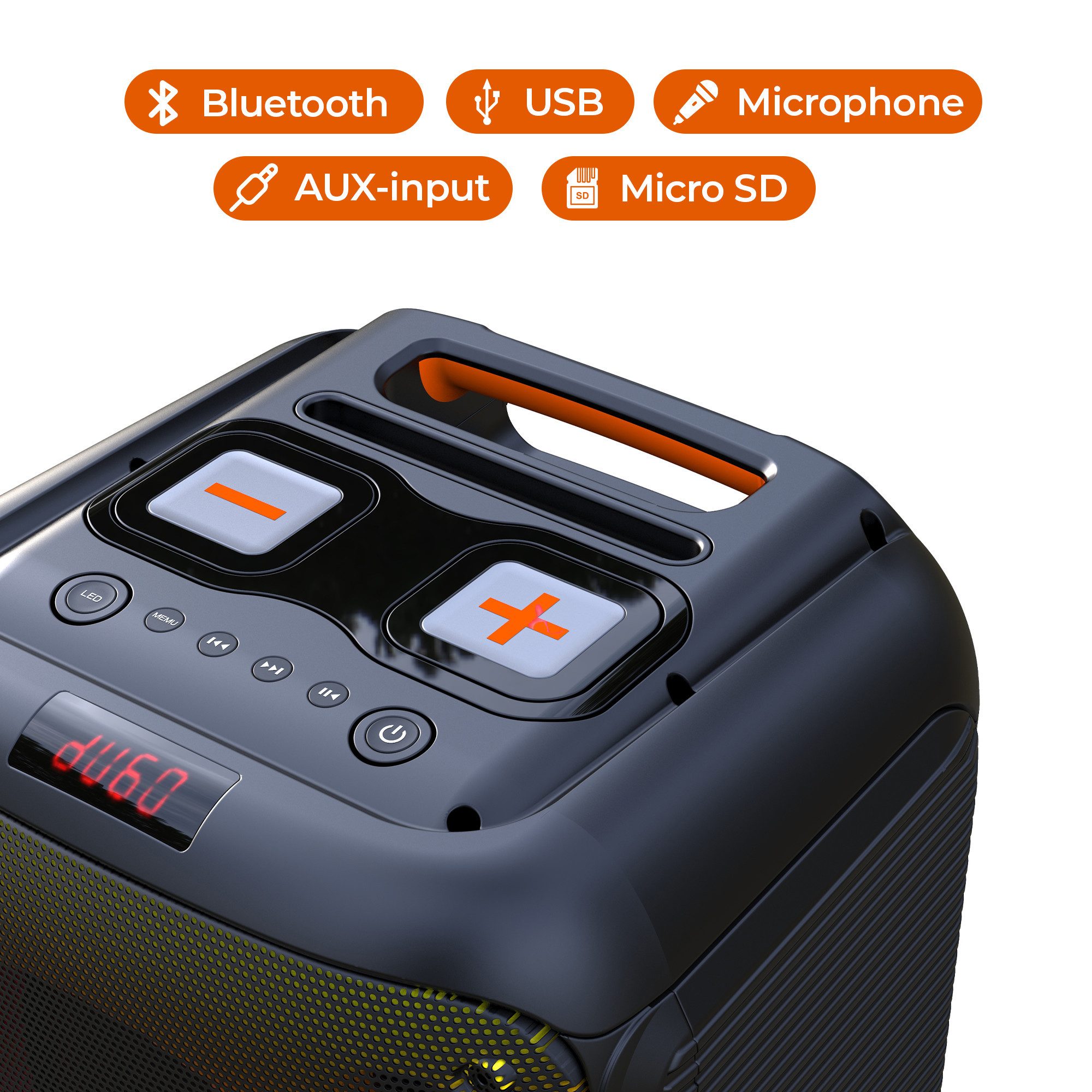 Denver BPS-250 Party-Lautsprecher (Bluetooth, 40 W, Lightshow mit Rhythmus, TWS)