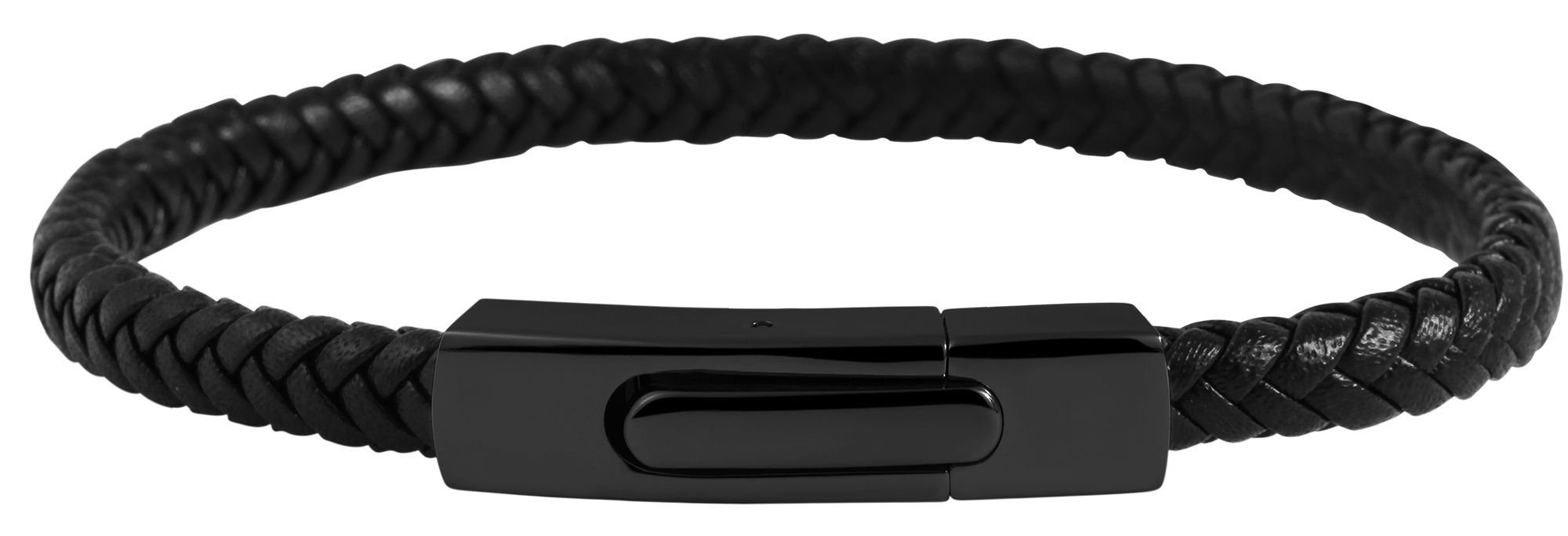 AKZENT Lederarmband Tamba Unisex Armband aus Echtleder mit Edelstahlelement (einzeln) Schwarz1