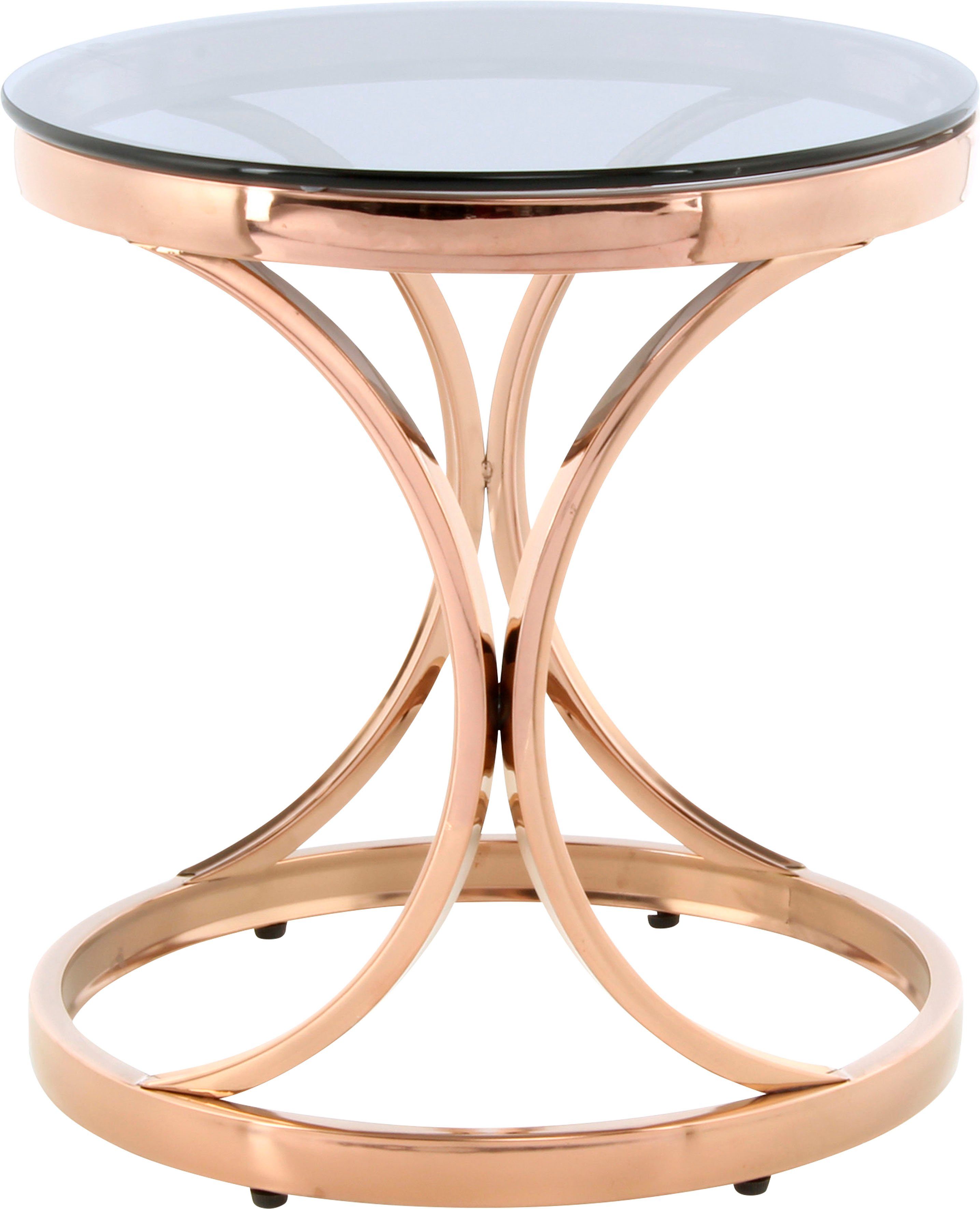 Kayoom Beistelltisch Beistelltisch Weyda 125, Glamouröses Design, hochwertige Verarbeitung, Hingucker-Gestell grau | roségold | grau
