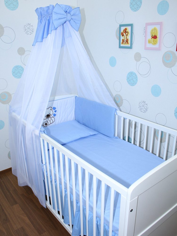 Primawela Babybettwäsche Baby Bettset -5-6 teiliges Set mit Chiffon Himmel Nestchen- BÄRCHEN, 5 teilig