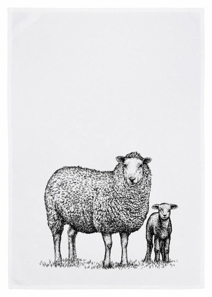 17;30 Hamburg Geschirrtuch Schaf, Grau, (1-tlg), 50x70cm, Siebdruck