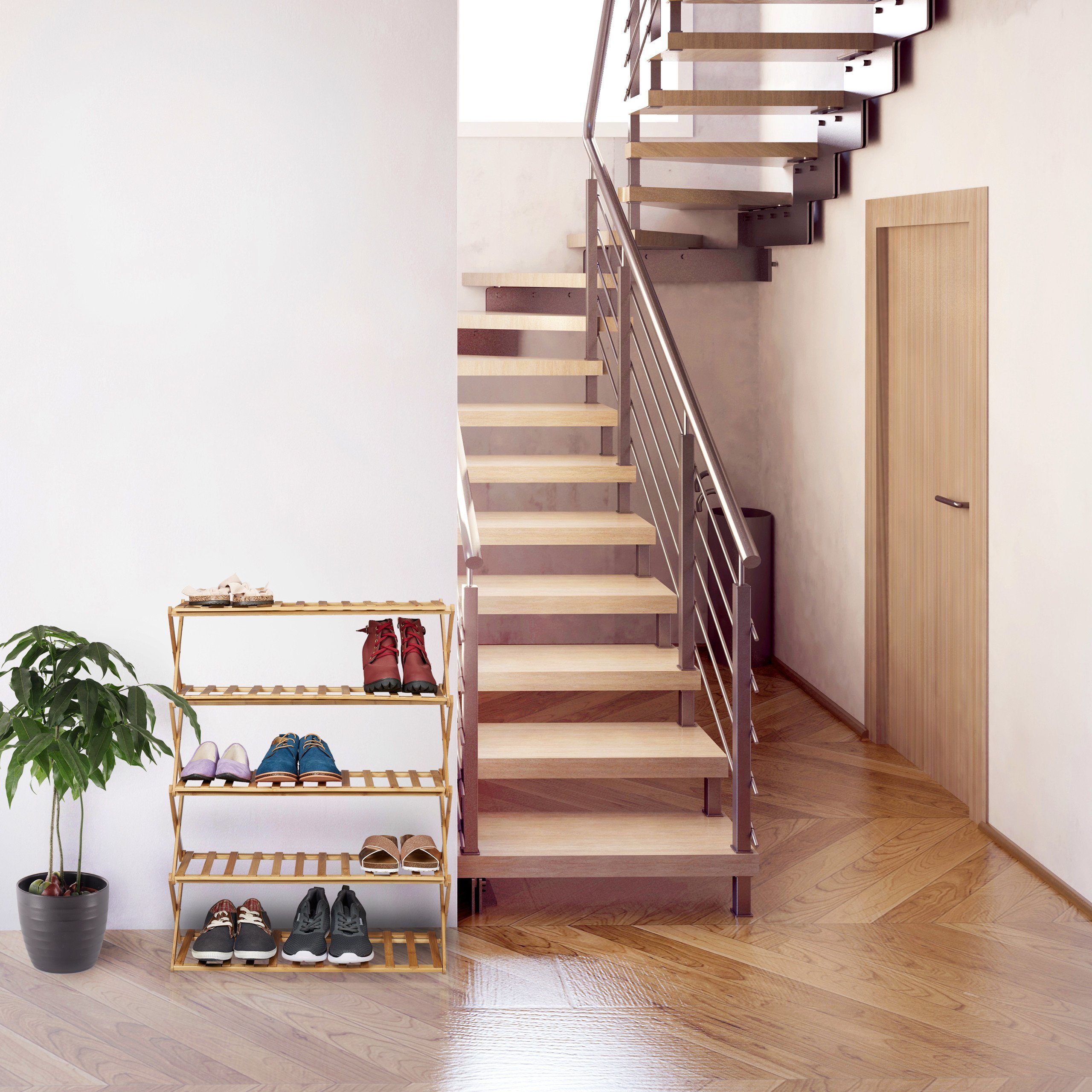 relaxdays Schuhregal Faltbares Schuhregal aus Bambus günstig online kaufen
