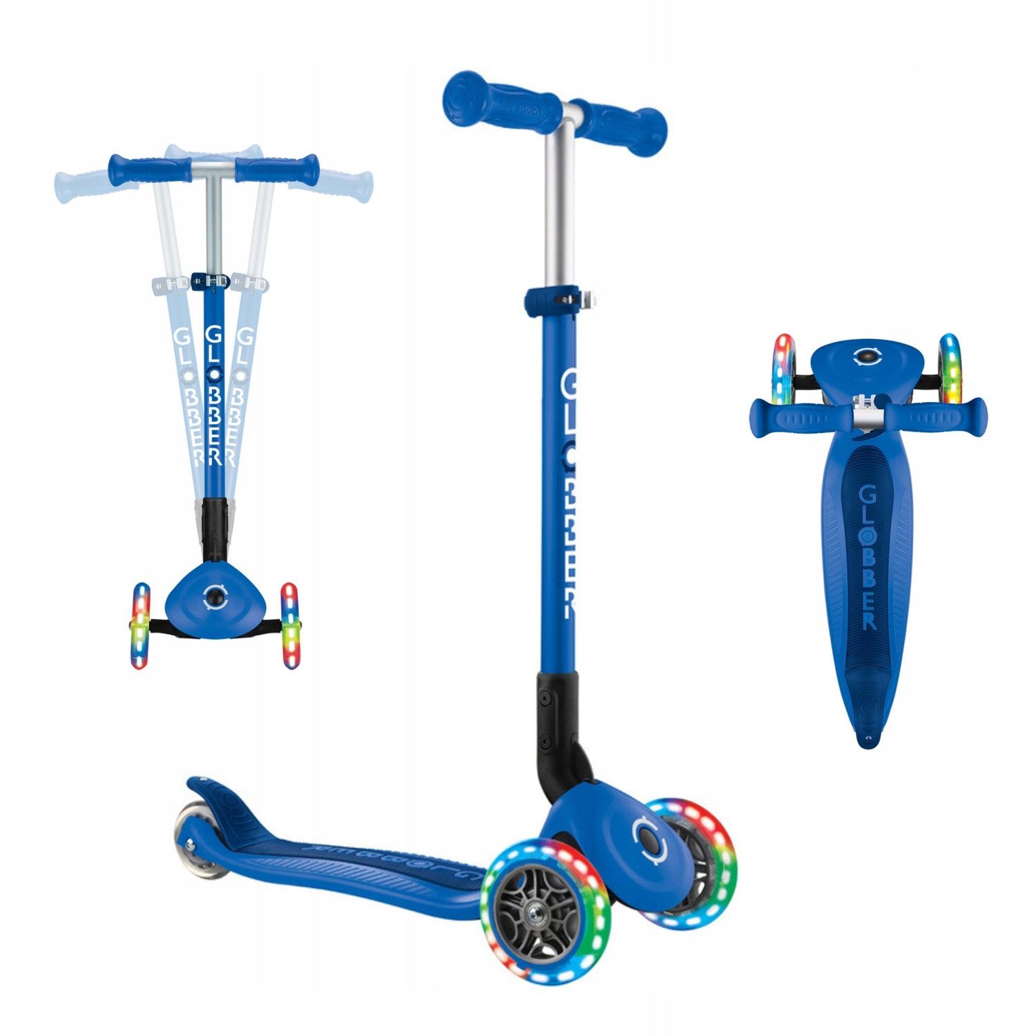 Globber Dreiradscooter 432-100-3 GLOBBER PRIMO FOLDABLE LIGHTS dunkelblau