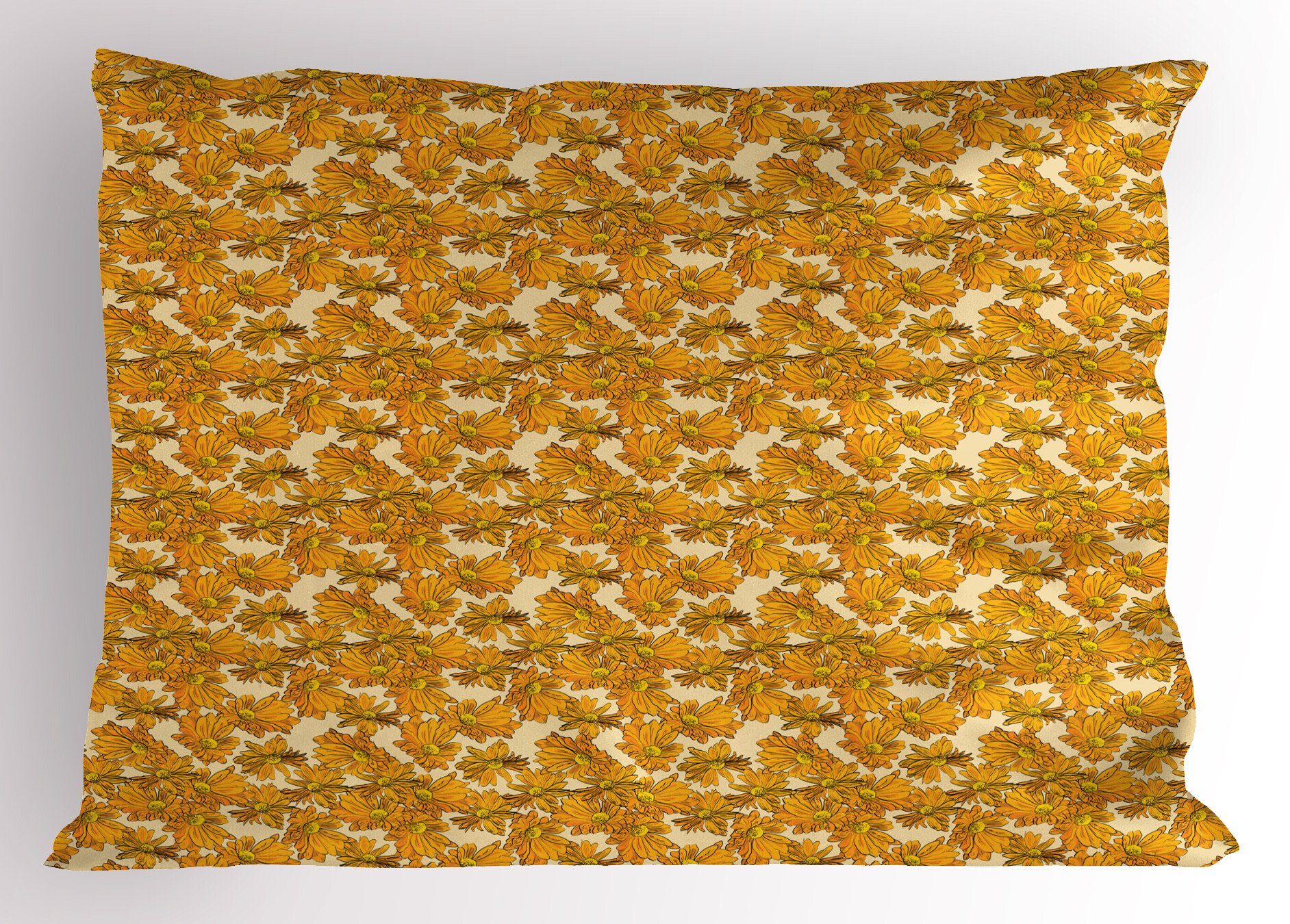 Kissenbezüge Dekorativer Standard Gedruckter Stück), Flüchtiger King Blick Size Chrysanthemen Kissenbezug, (1 Abakuhaus Blumen