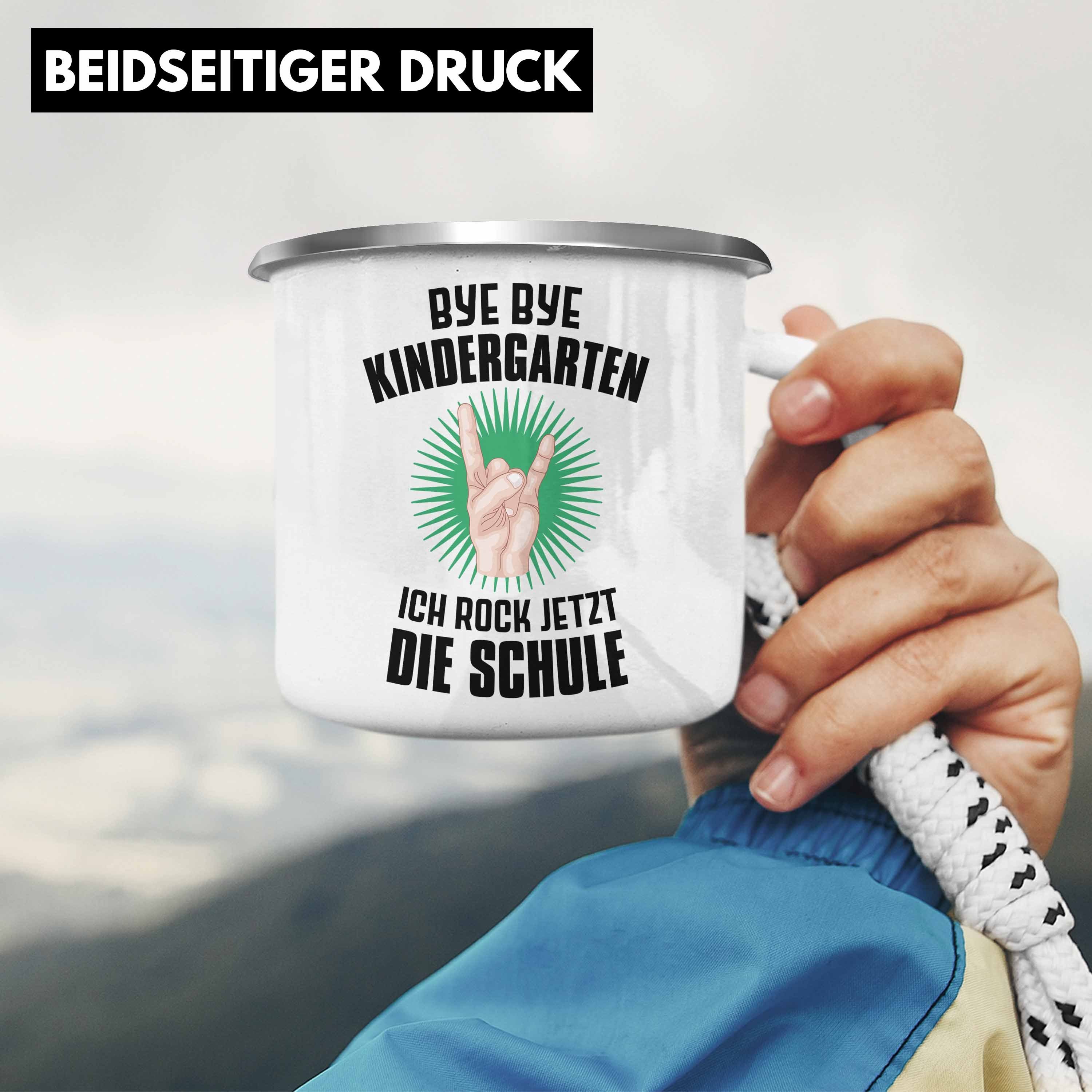 Trendation Thermotasse Trendation Rocke für Geschenk Junge Schulstart Tasse Schultüte 2022 Schulkind - Schultag 1. Geschenkidee Einschulung Schuleinführung Schule Die Silber Füllung Emaille Jetzt Schulanfang