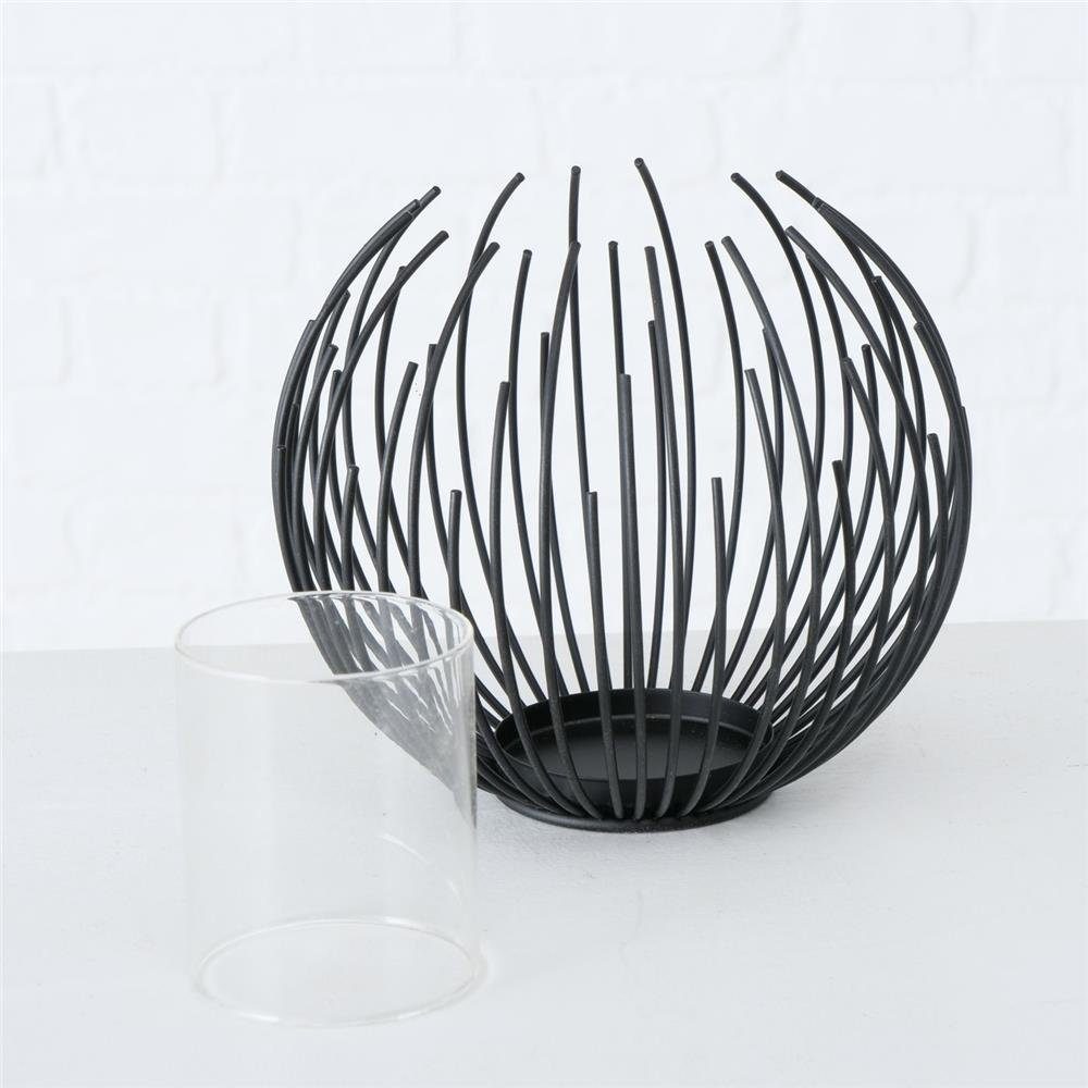 BOLTZE Windlicht Cylon, Schwarz, 16 cm, aus Metall, Kerzenhalter, Skandinavisches Design