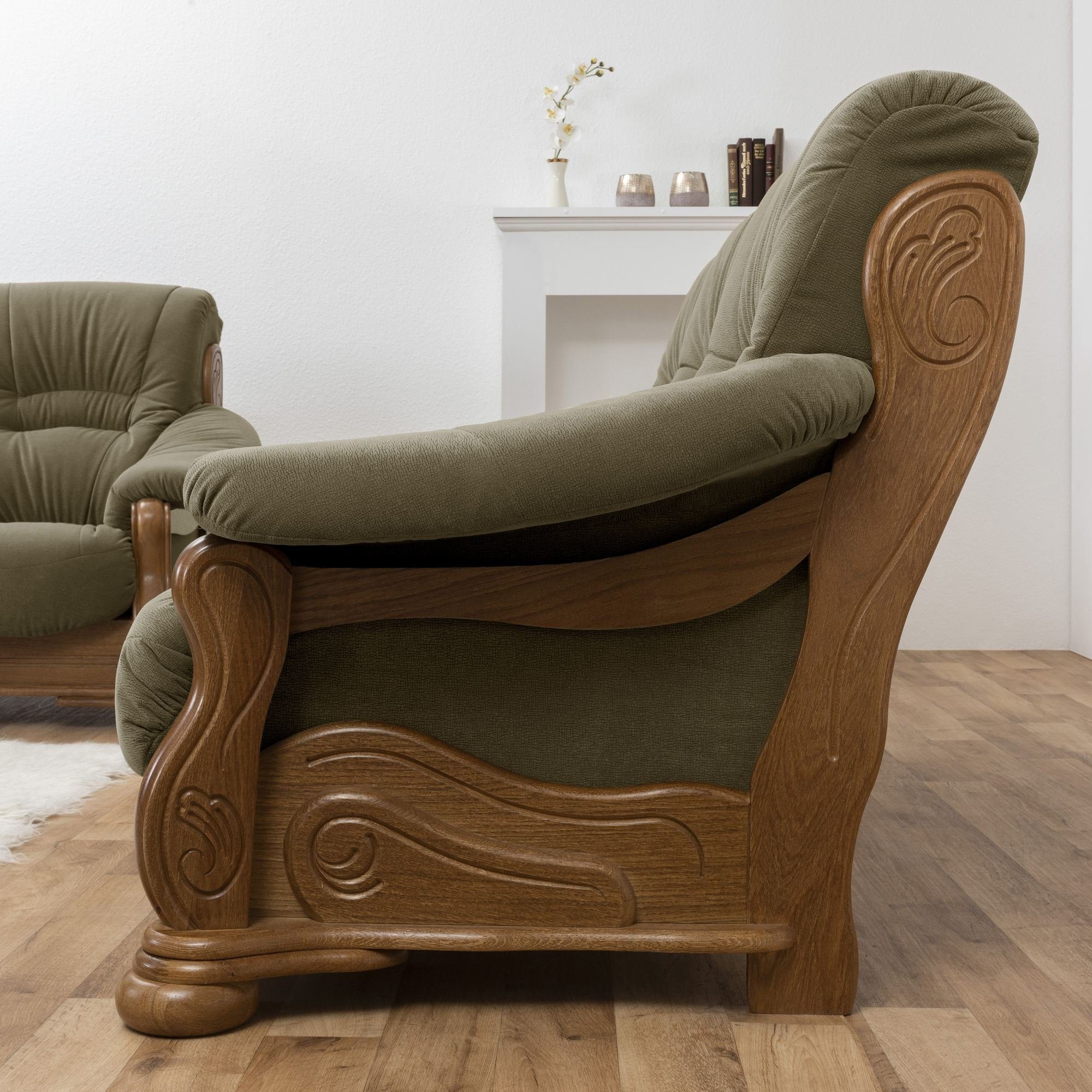 Versand 58 Sitz Sofa Katlin Kessel hochwertig rustik, Flockstoff inkl. Bezug 1 Kostenlosem Teile, verarbeitet,bequemer Sofa aufm Eiche 3-Sitzer Sparpreis
