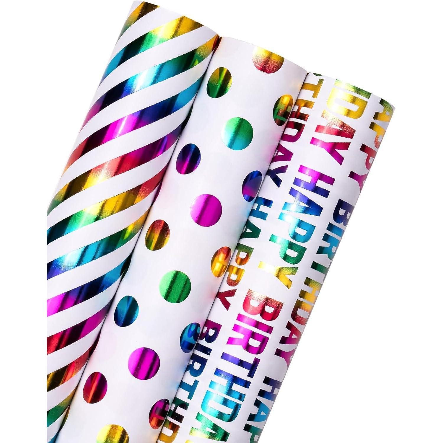 Geschenkpapier Geschenkpapierrolle Geburtstag 3 Rollen Bunt Alles Gute zum Geburtstag
