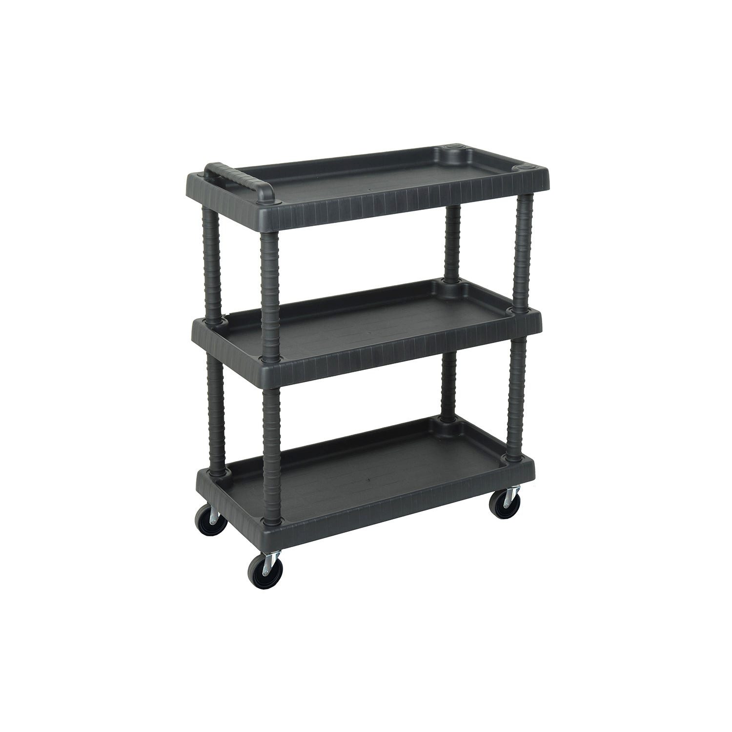 OMAC Werkstattwagen Rollwagen 3 Etagen Rollen Trolley Werkstattwagen Schwarz 40 kg, (1-tlg), Verstellbar I Langlebig I Einfacher Einbau und schnelles Abnehmen