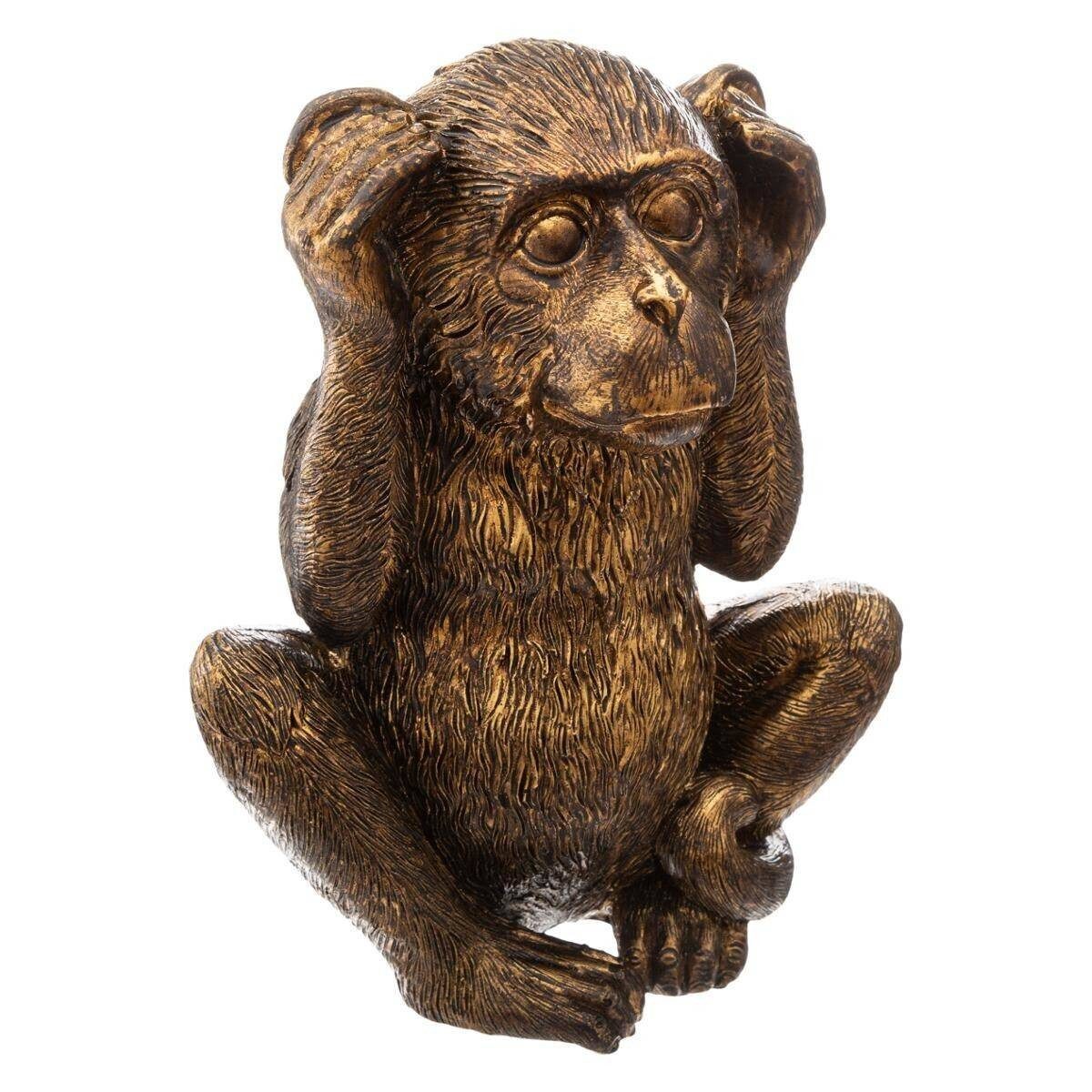Atmosphera Créateur d'intérieur Dekofigur Dekofiguren AFFEN, 3 Stück, Polyresin, H. 17 cm, golden (Deko-Objekt, Deko-Objekt) – Bild 4 von 5