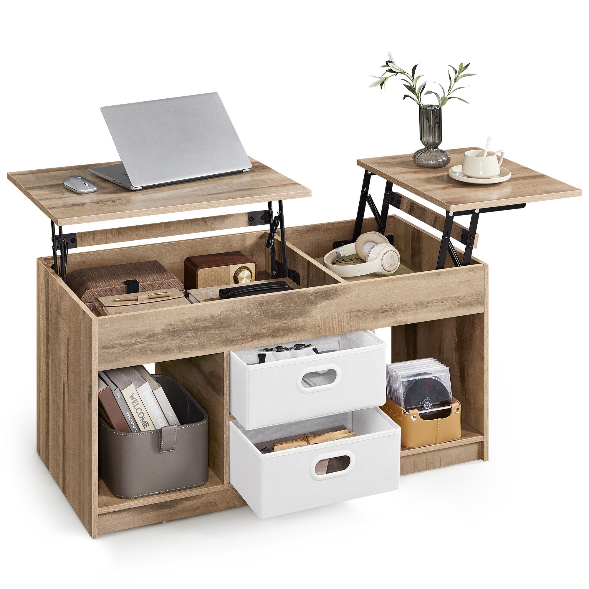 VASAGLE Couchtisch, Wohnzimmertisch, multifunktionaler Esstisch, viel Staur günstig online kaufen