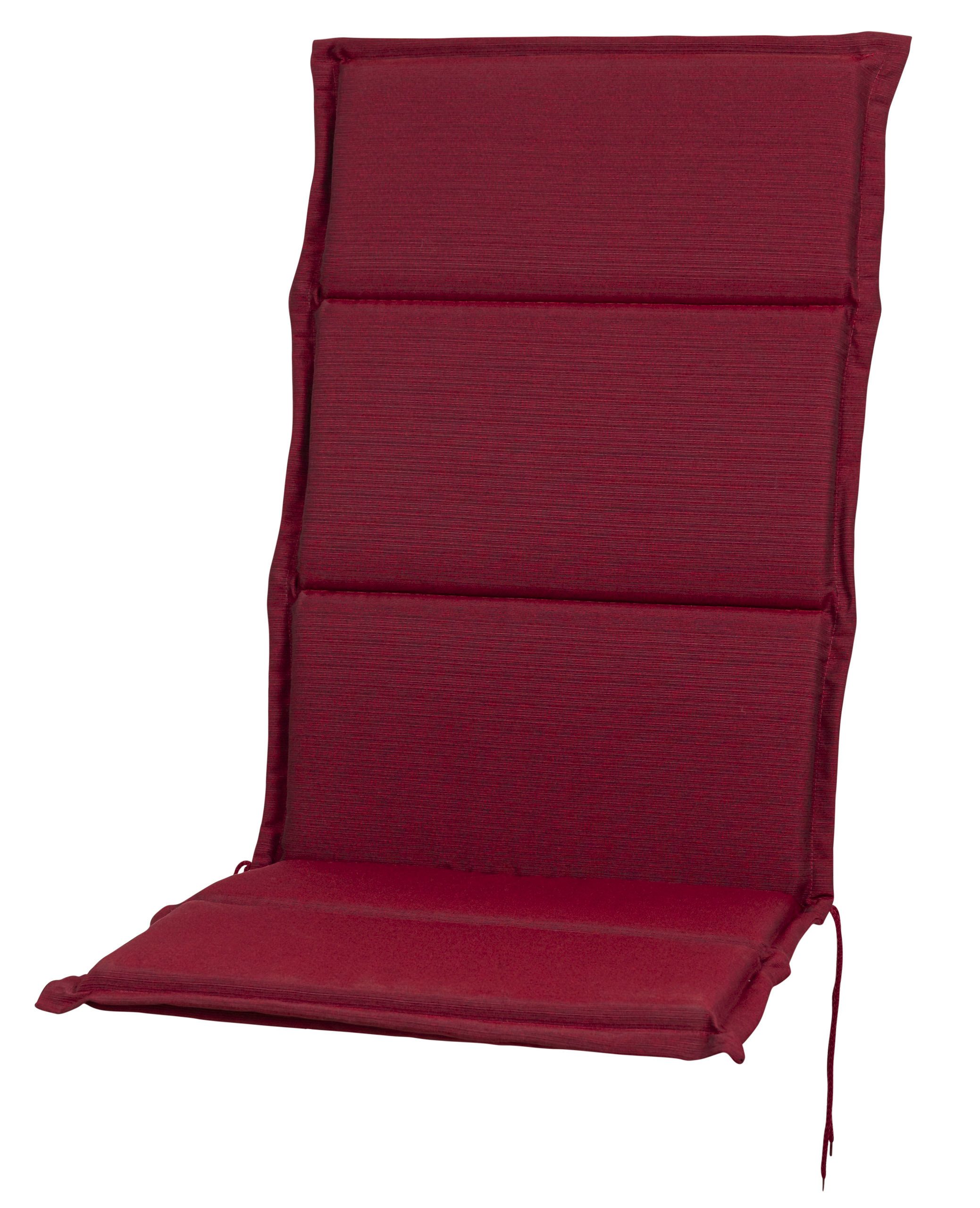Sun Garden Hochlehnerauflage Hochlehner Elba 50318-300 dunkelrot 121x50x4 cm Sun Garden, (1 St), Halteband verstellbar mit Bindebändern