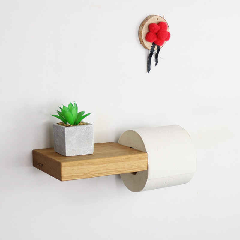 Woodkopf Toilettenpapierhalter Toilettenpapierhalter LEO aus Eiche, Massivholz