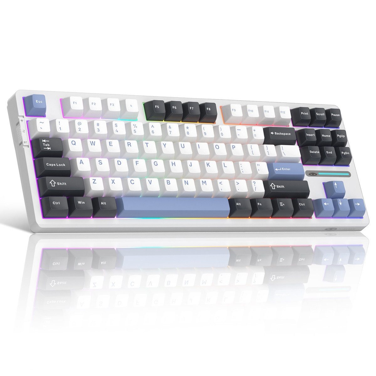 Welikera Gaming Tastatur Kabellose Mechanische Keyboard RGB Rainbow Tri-Modus Gaming-Tastatur (Kompakt 87 Tasten für Mac&Win,5 schallabsorbierende Schichten,PC)