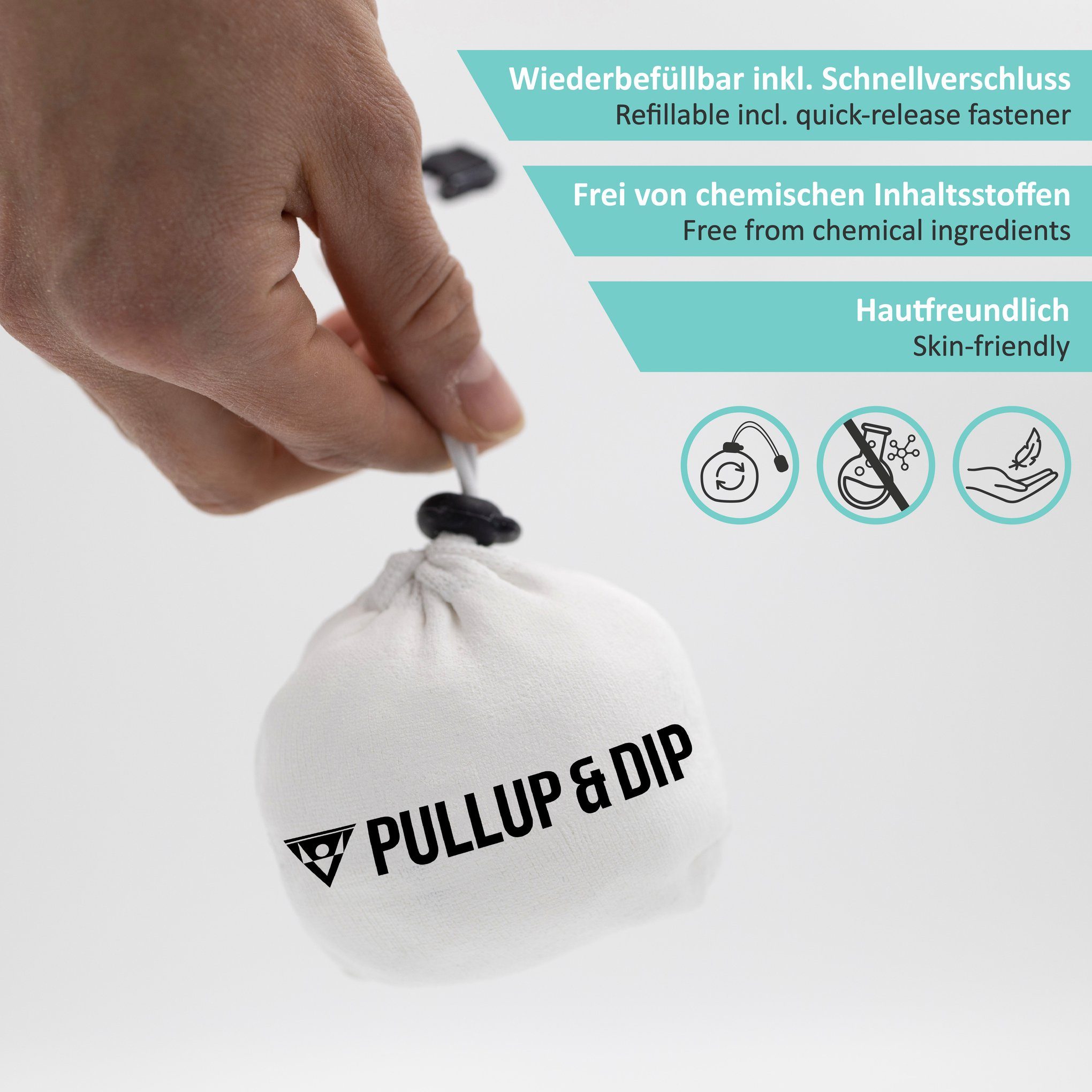 Ball Griffkraft für & mehr wiederbefüllbar. 65 Kletterkreide Chalk Dip Chalkbag Gramm (1-tlg) Pullup