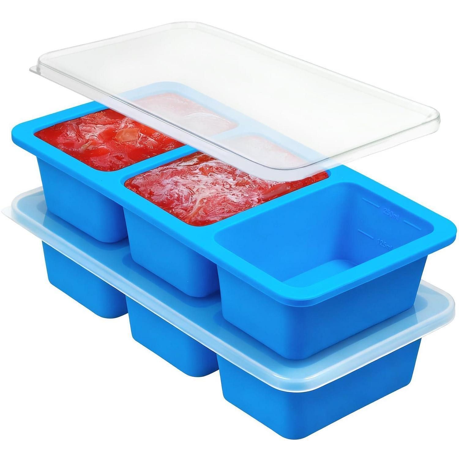LuxusKollektion Eiswürfelform Gefrierform Silikon mit Deckel & Stahlrahmen 2St 250ml Blau, (2-tlg)