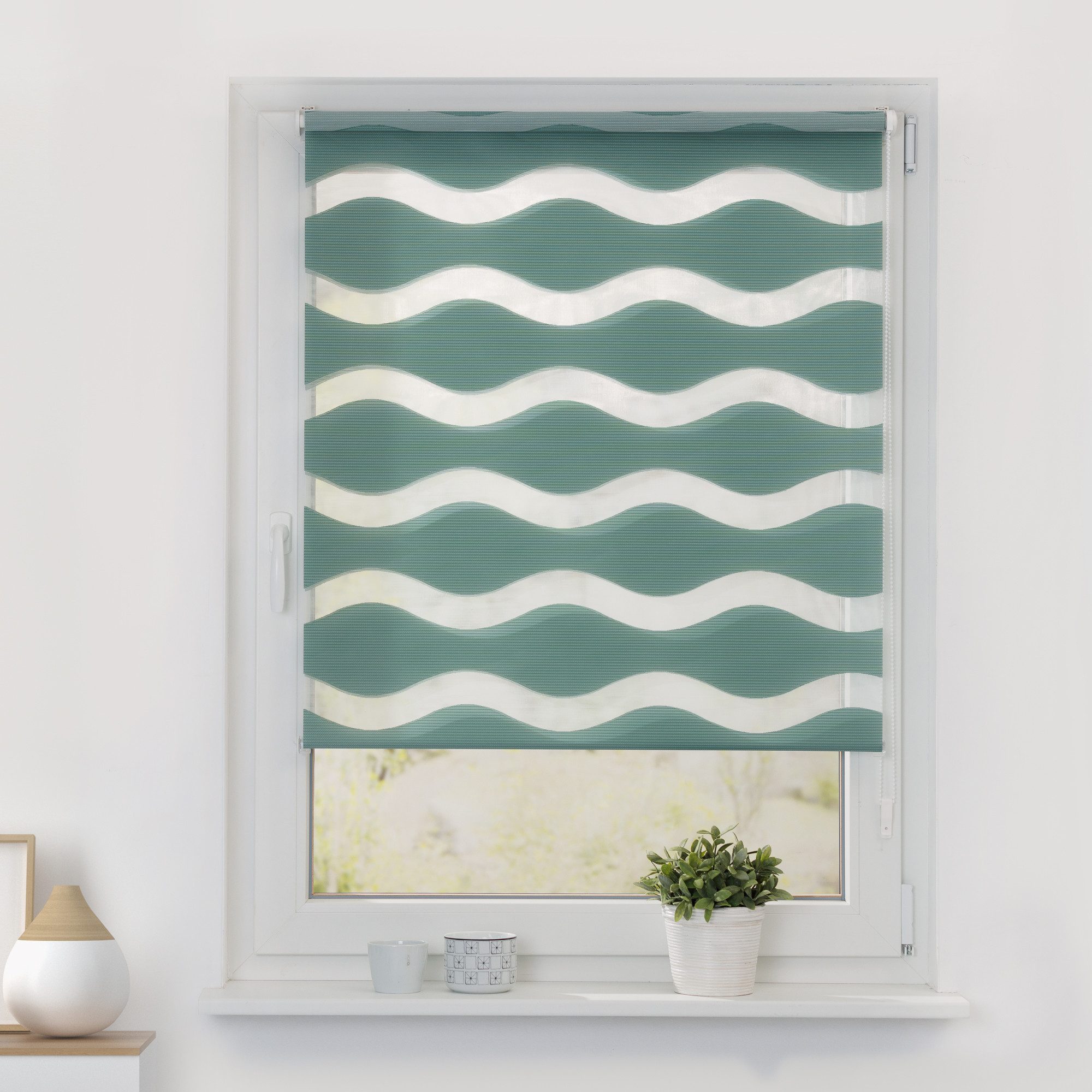 Doppelrollo Welle Klemmfix, ohne Bohren, LICHTBLICK ORIGINAL, halbtransparent, mit Bohren/ohne Bohren, freihängend, Klemm- oder Schraubmontage, Lichtdurchlässig und blickdicht, Klemmbar, unkomplizierte Montage