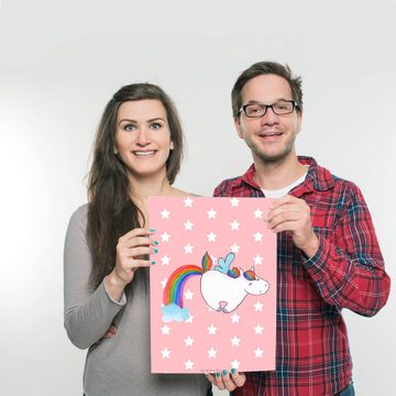 Mr. & Mrs. Panda Poster DIN A3 Einhorn Pegasus - Rot Pastell - Geschenk, Poster, Küchenposter, Einhorn Pegasus (1 St), Lebensfrohes Design