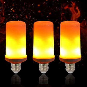 OULENBIYAR Gartenstrahler Flammen Glühbirne E27 Lampe LED Flamme Effekt Glühlampen Flackerlicht, 6W Außenleuchte für Halloween Weihnachten Deko Haus Garten Party, 4st
